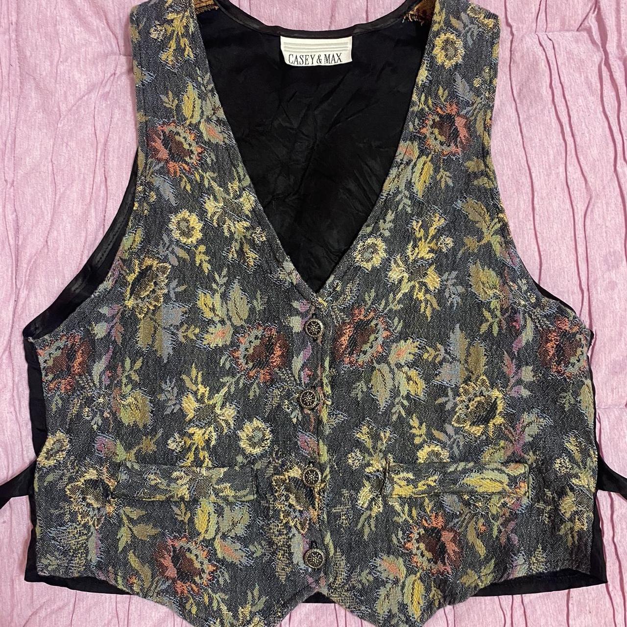 Vintage 90s/80s Casey and Max Tapestry Vest with... - Depop