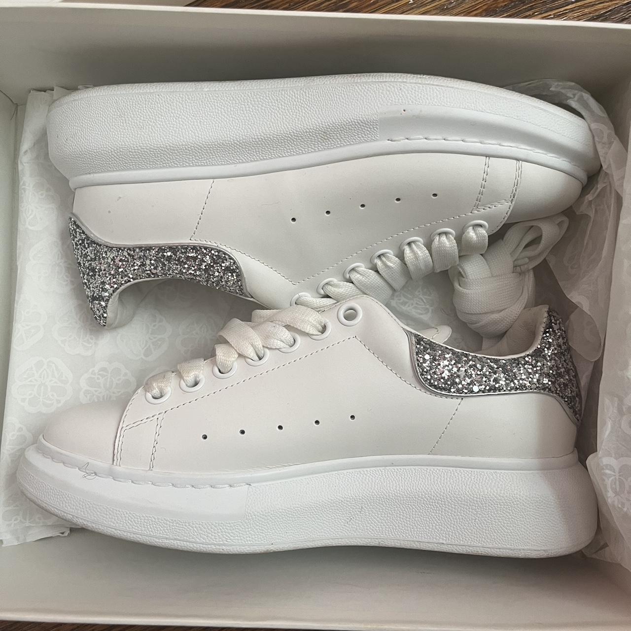 Alexander McQueen Oversized White Silver Glitter