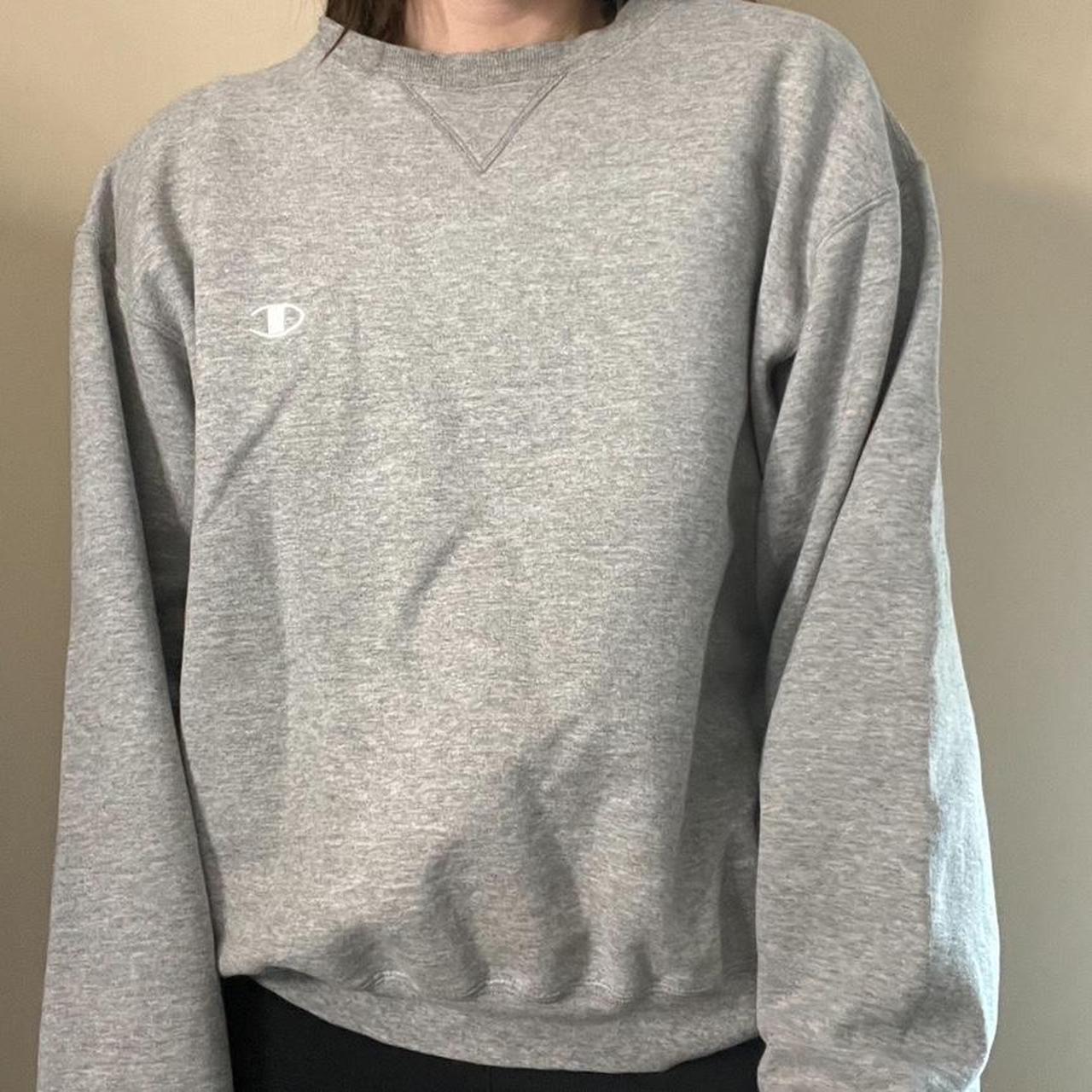 Champion Women's Grey and White Sweatshirt | Depop