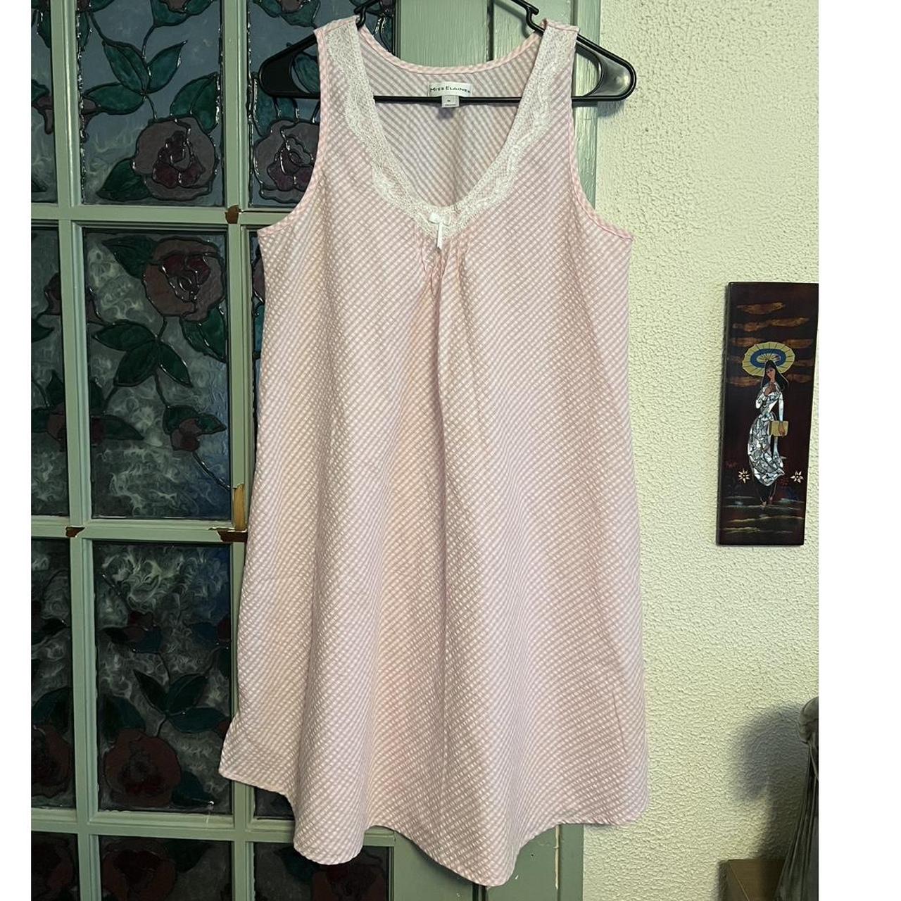 vintage Miss Elaine brand pink gingham & lace slip... - Depop