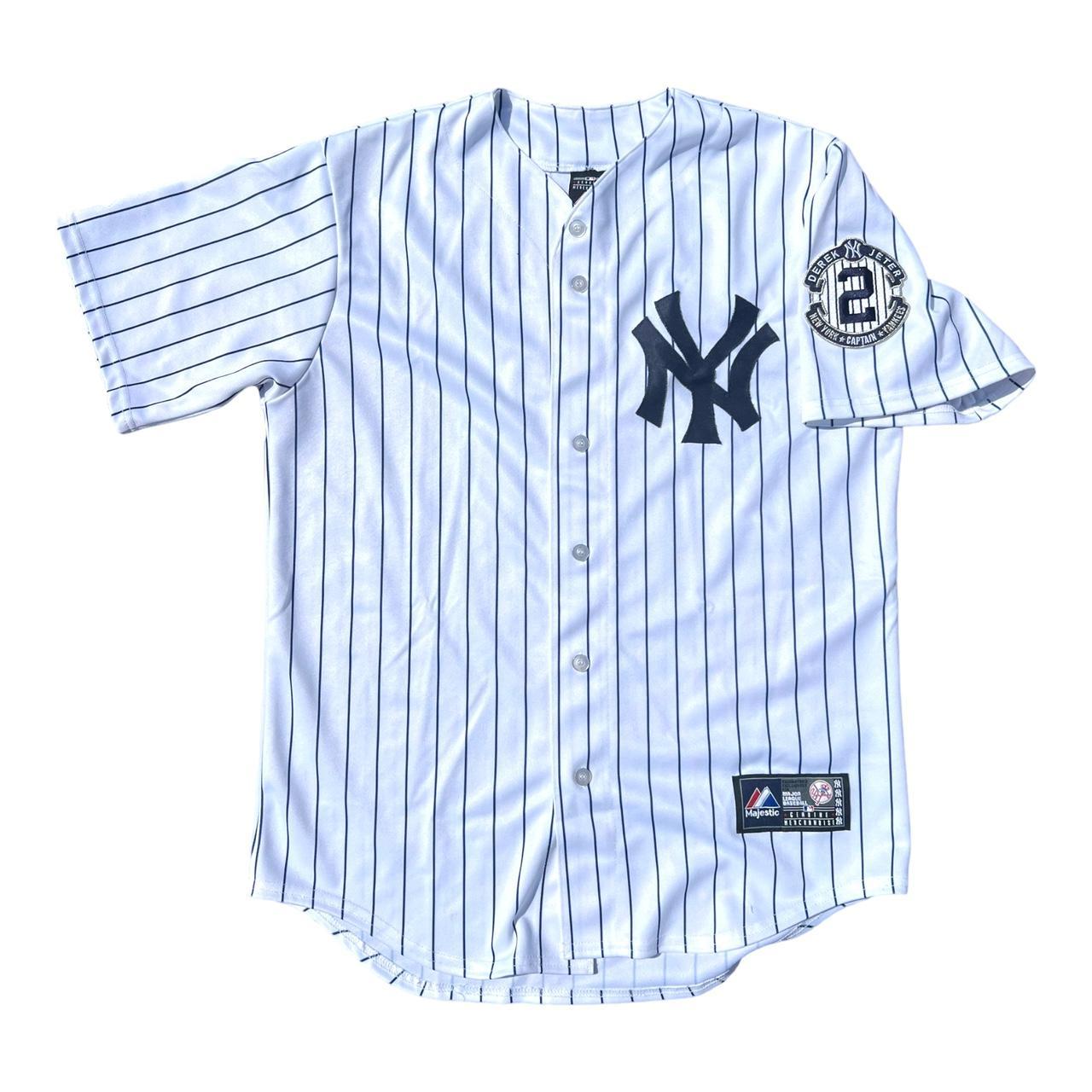 Derek Jeter with World Series Patches Yankees Jersey - Depop