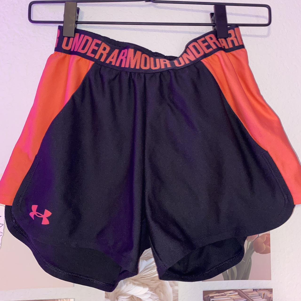 Under Armour Women's Black and Pink Shorts | Depop