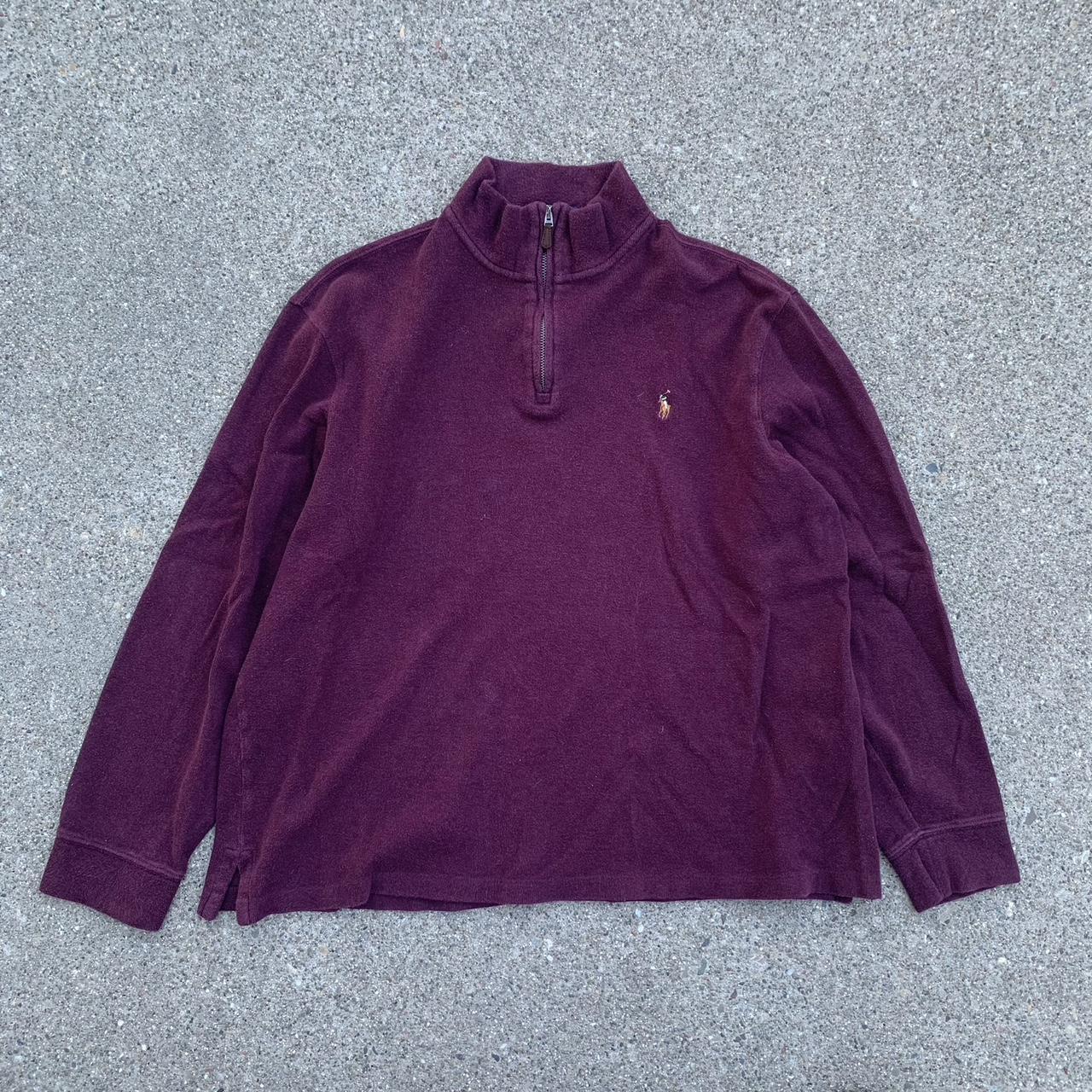 Polo Ralph Lauren Men's Red and Burgundy Sweatshirt | Depop