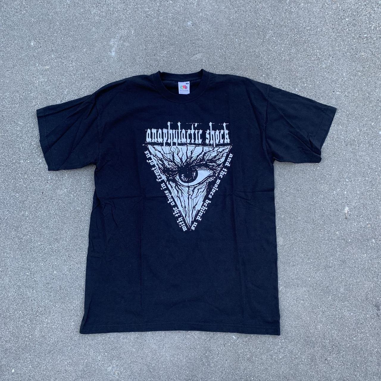 y2k anaphylactic shock death metal tee dope crispy... - Depop