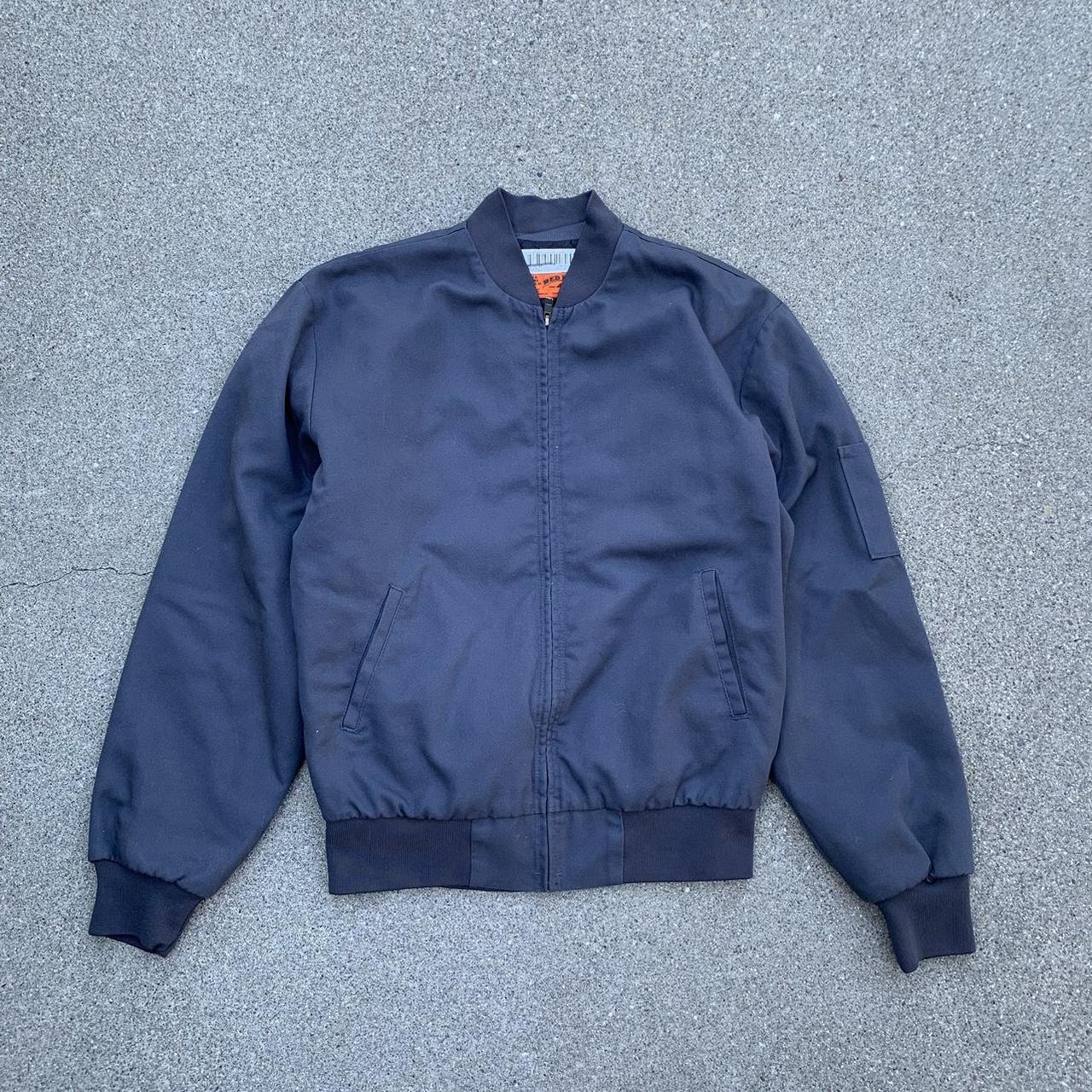 00s Red Kap quilted work jacket blueish dark grey... - Depop