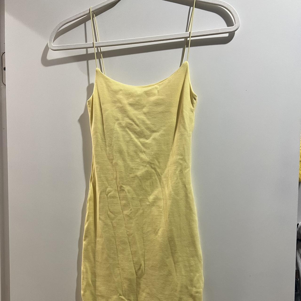 Yellow ZARA Mini Dress with Spaghetti Straps #zara... - Depop