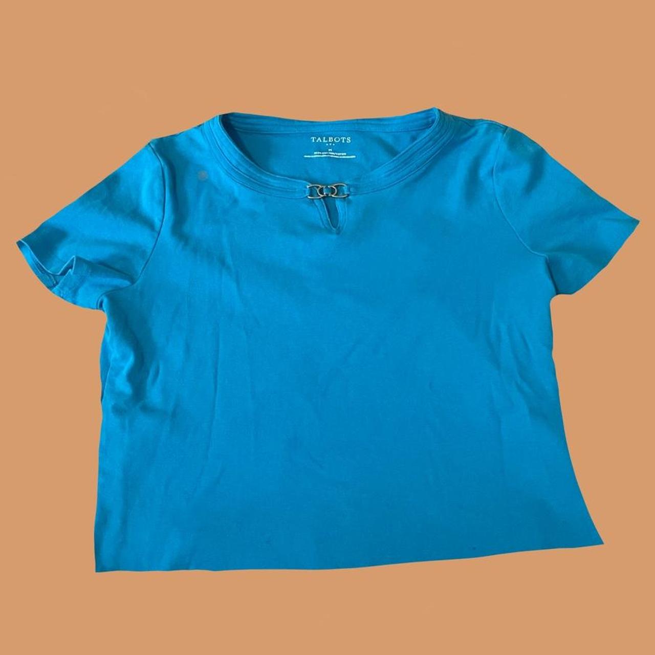 Talbots Women's Blue and Gold Shirt | Depop