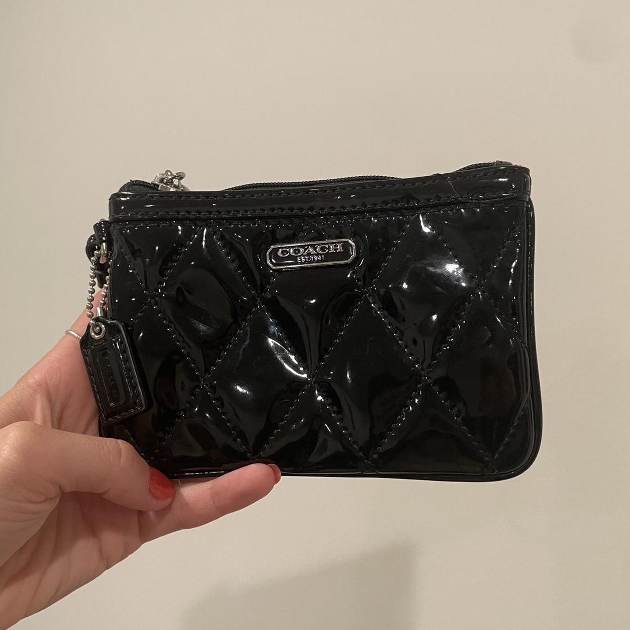 coach small wristlet black leather