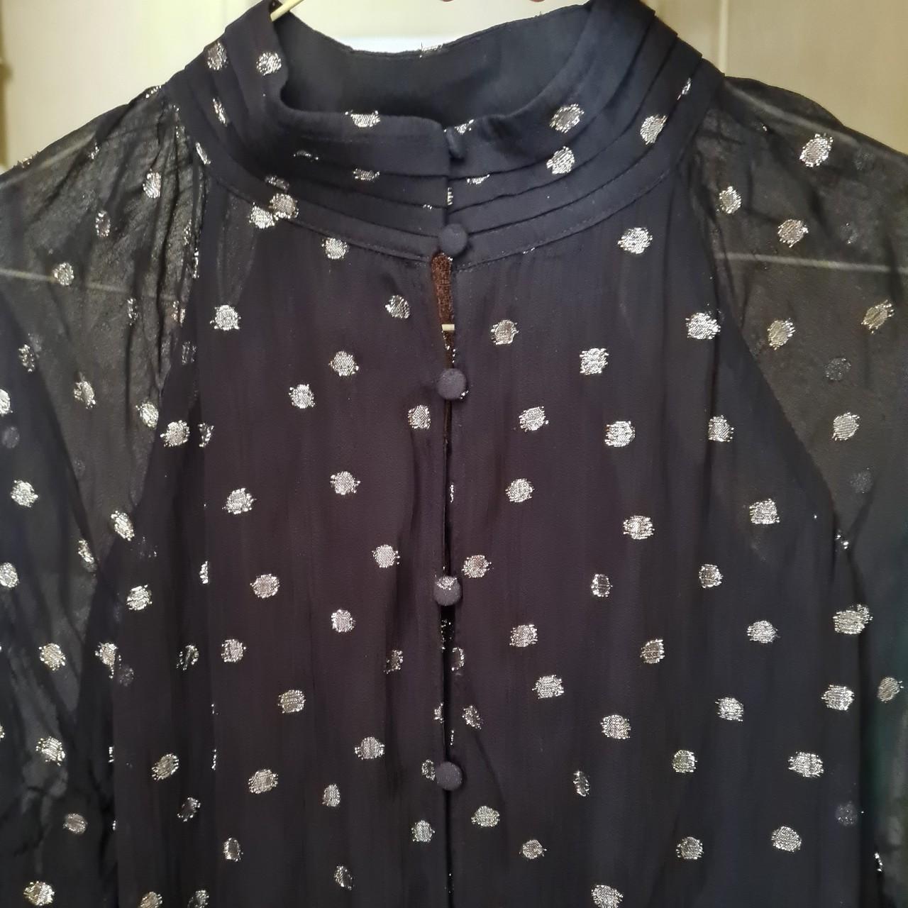 Zara black midi shirt dress with silver polka dots.... - Depop