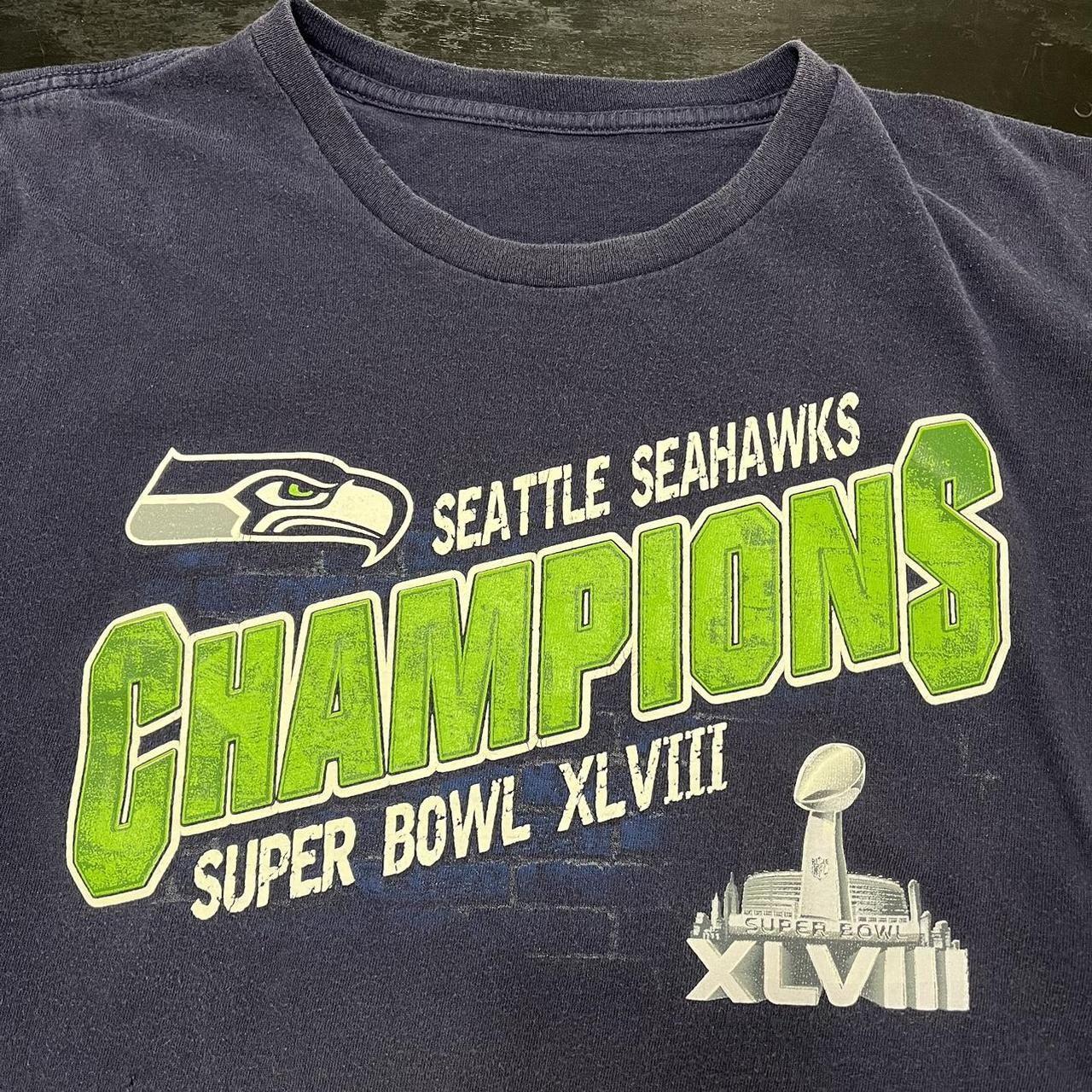 Seahawks Super Bowl 48 Tee Size large No tears - Depop