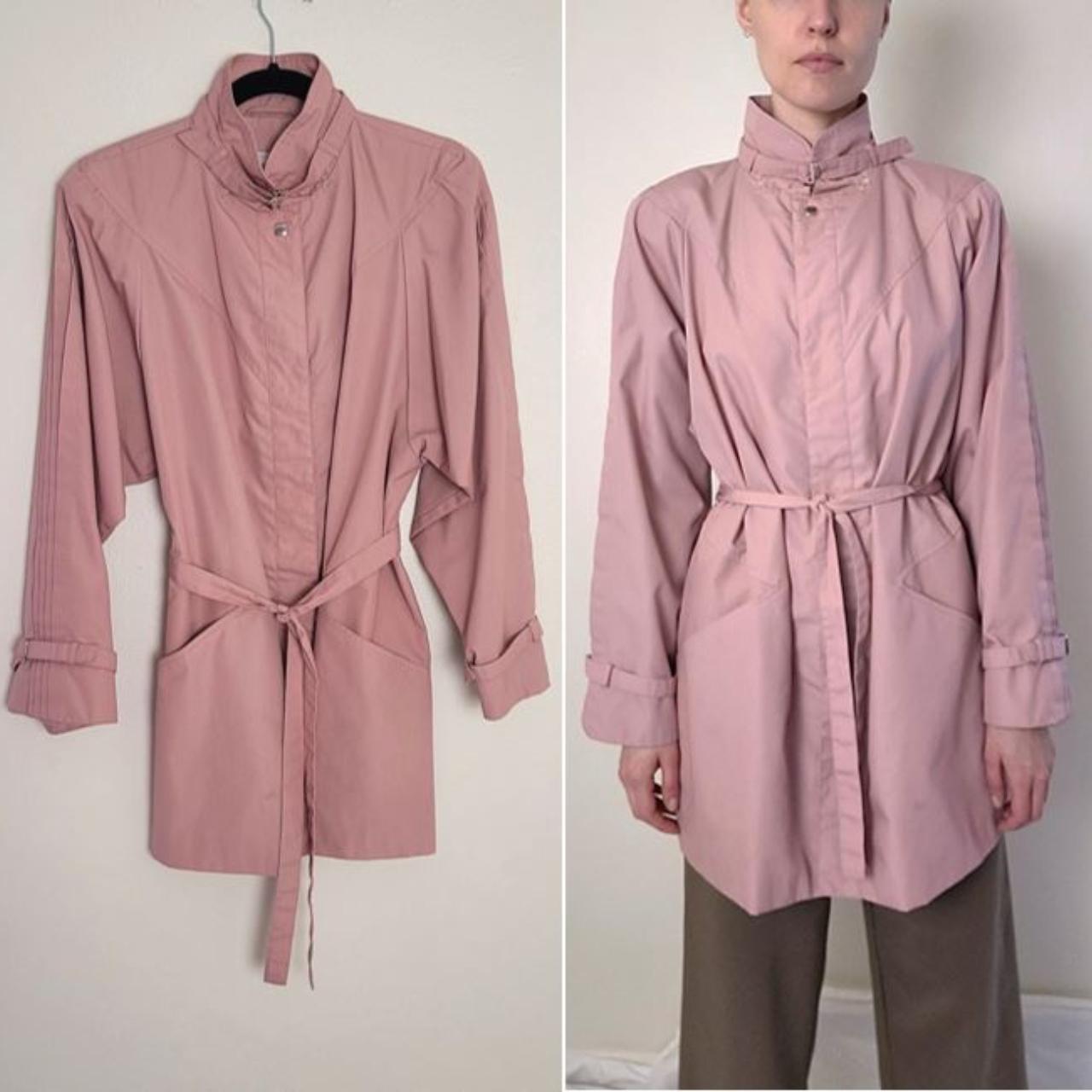 Vintage Bubblegum Pink Collared Belted Trench Coat