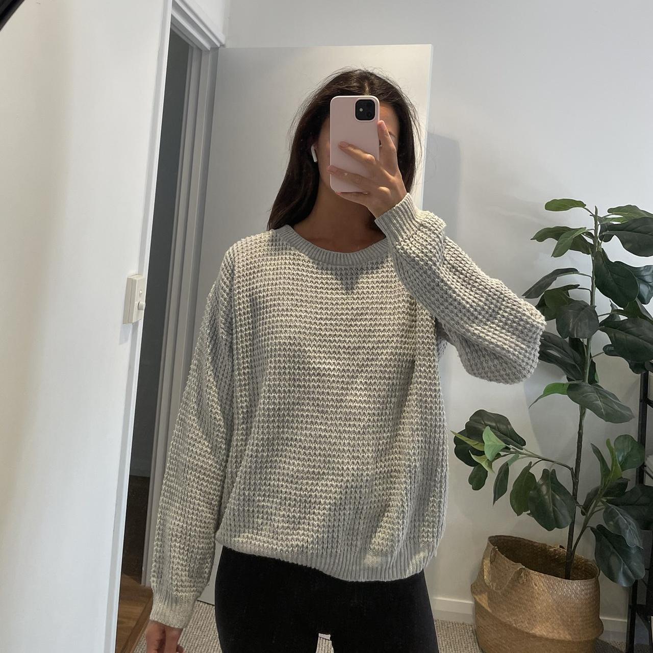 Grey knitted sweater Size S/M Super comfortable and... - Depop