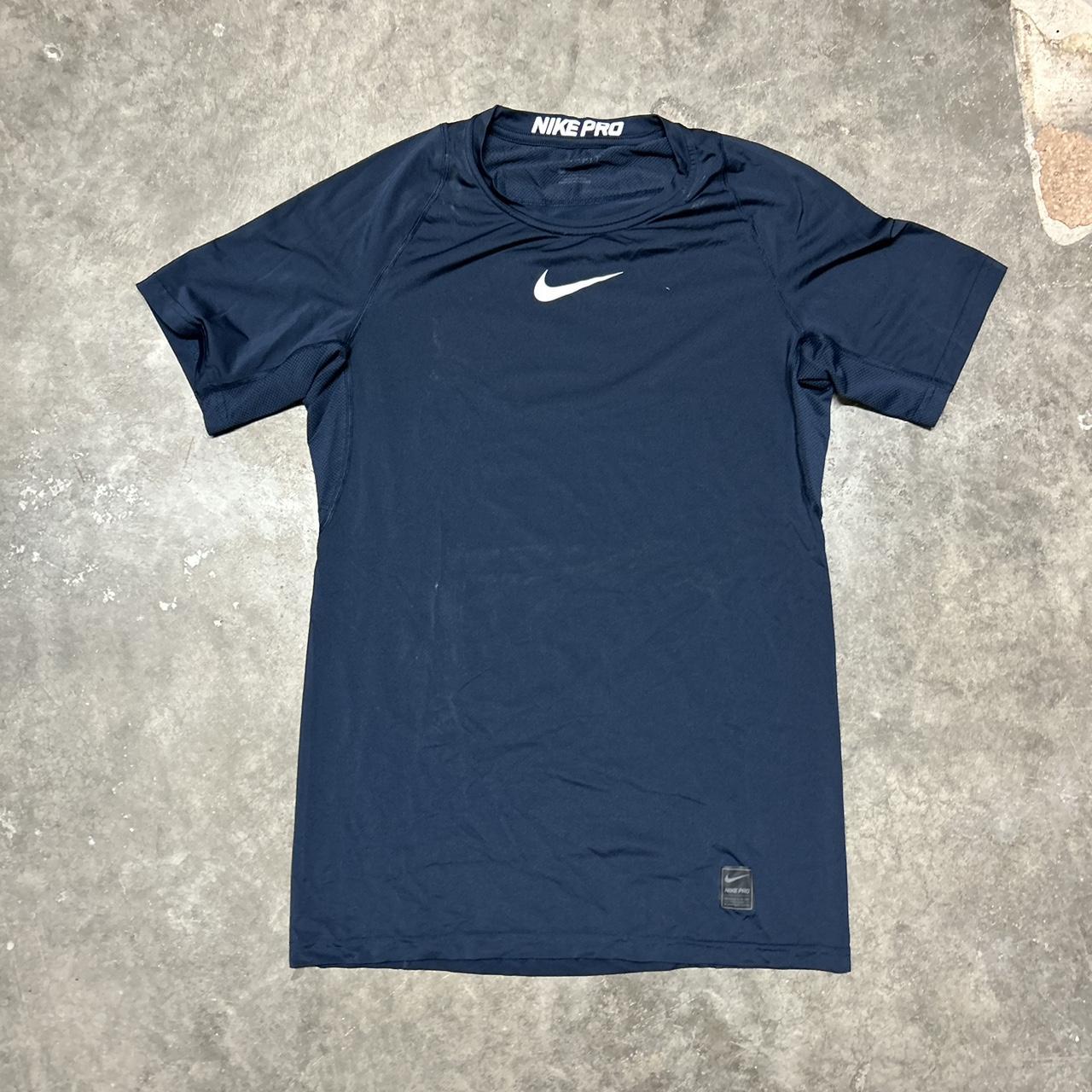 Navy blue nike compression on sale shirt