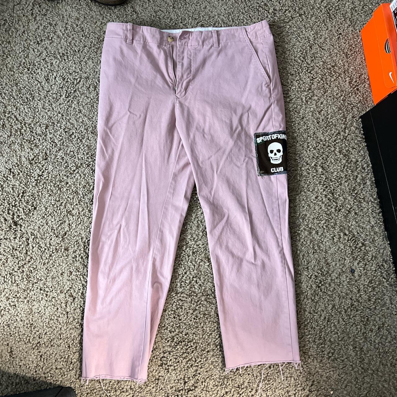 Pink Urban Outfitters Patch Pants Cut off ends Depop