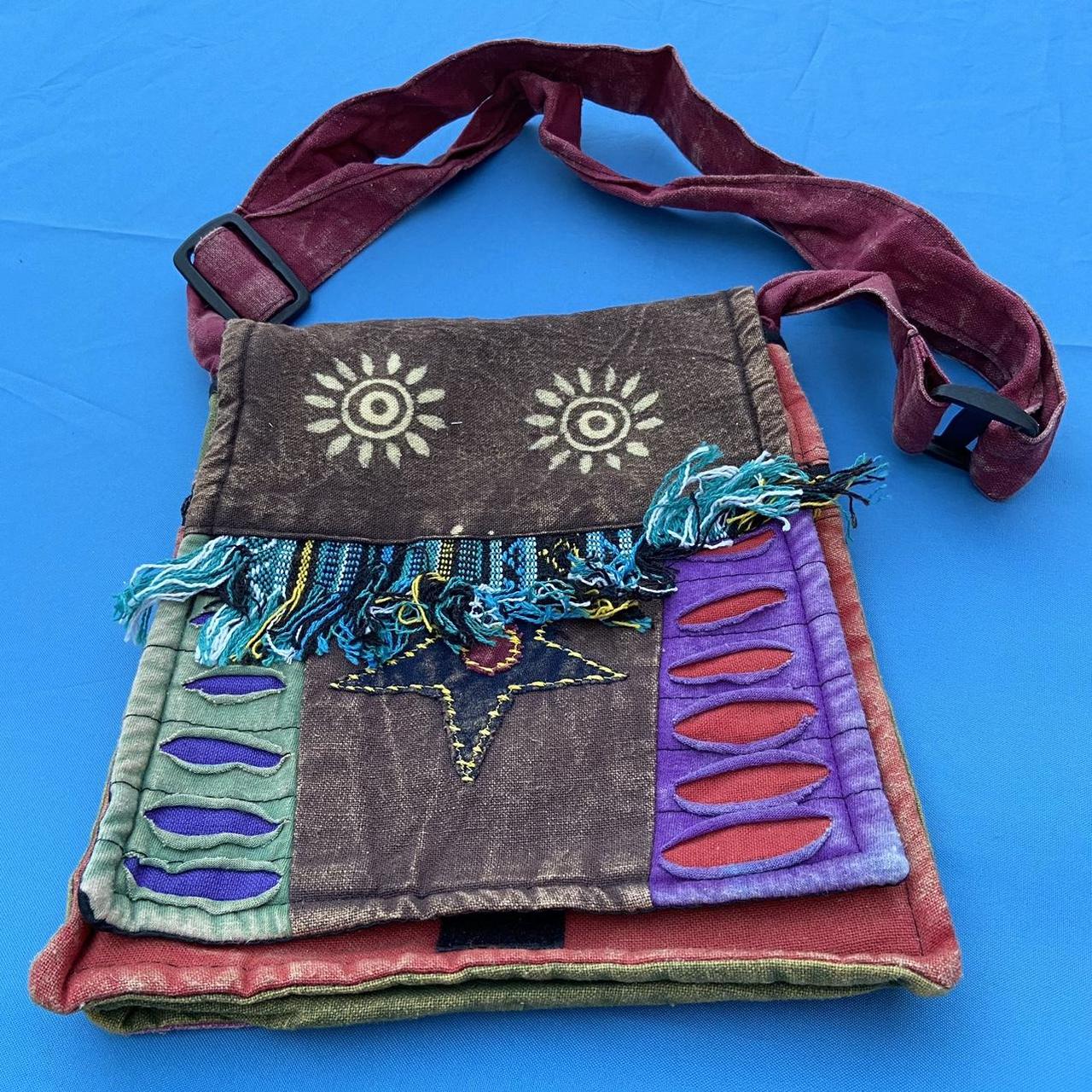 Colorful everyday shoulder bag with a sun design... Depop