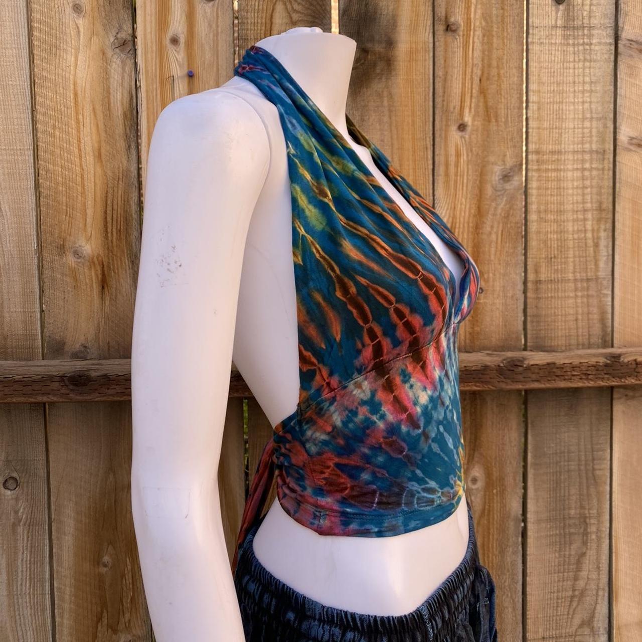 Tie Dye Halter Neck Top Open Back With Tie Up Depop