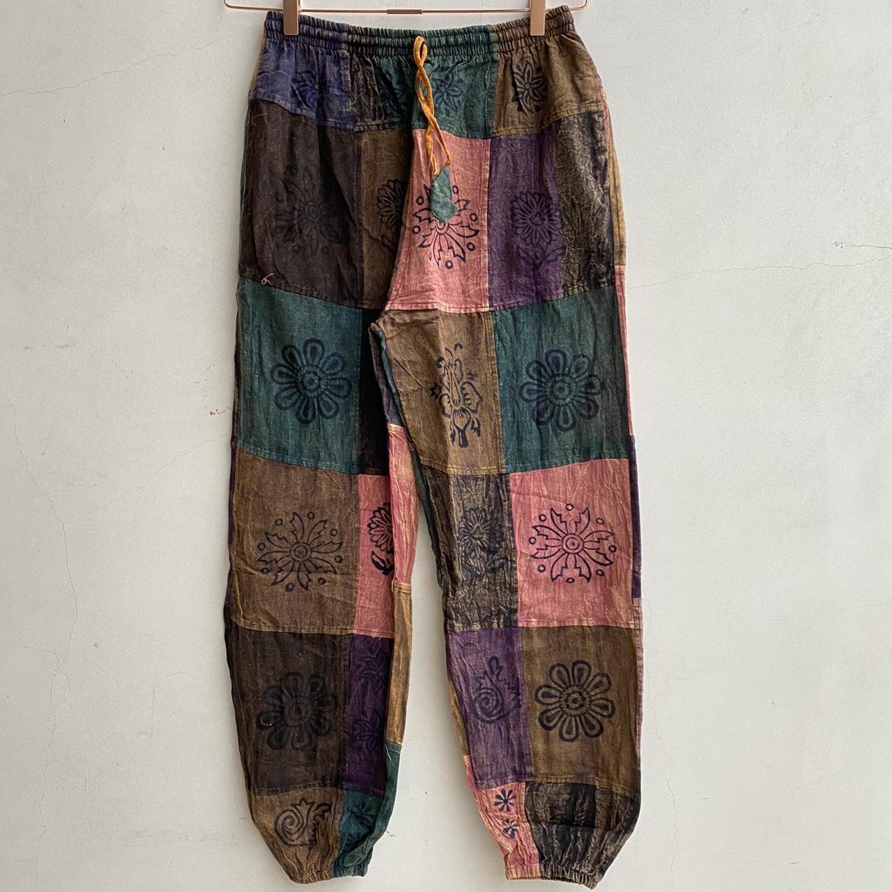 Gypsy Dreams Handmade Patchwork Trousers  Multicoloured   SplitSkirtsPants Patchwork Pocket Bohemian Indian Handmade