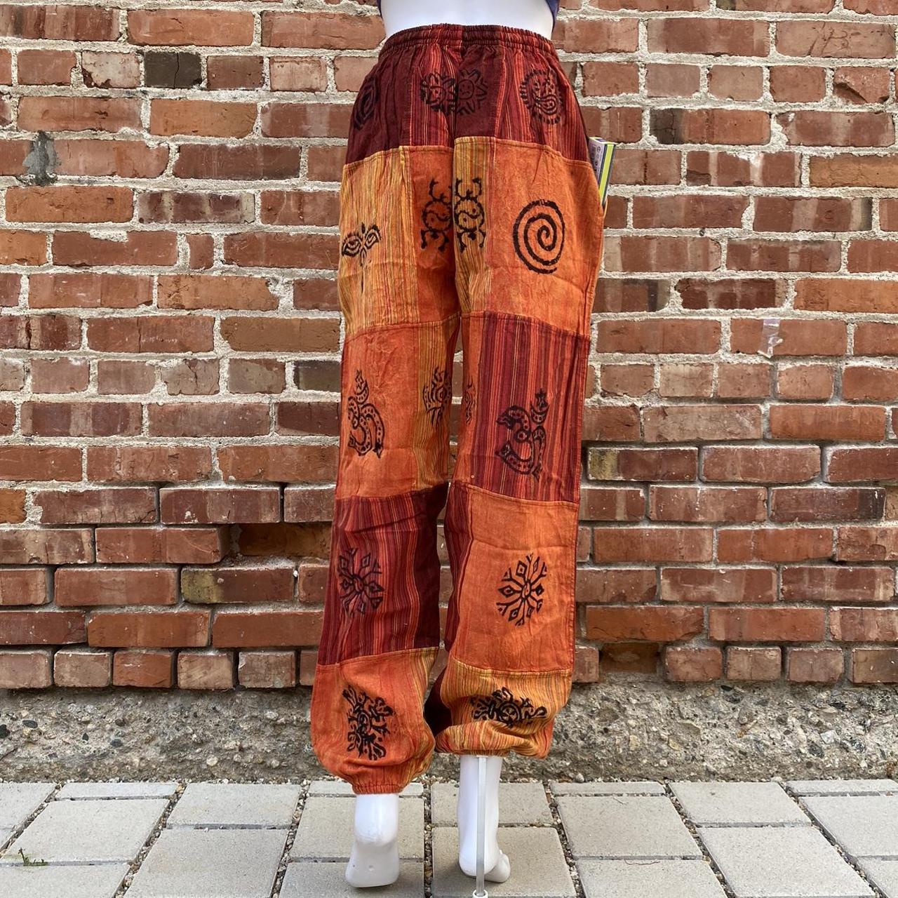 Women's Orange Boho Hippie Pants