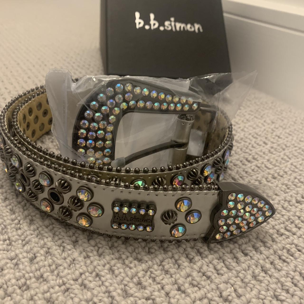 RARE BB SIMONS SILVER BELT SWAROVSKI CRYSTALS... - Depop