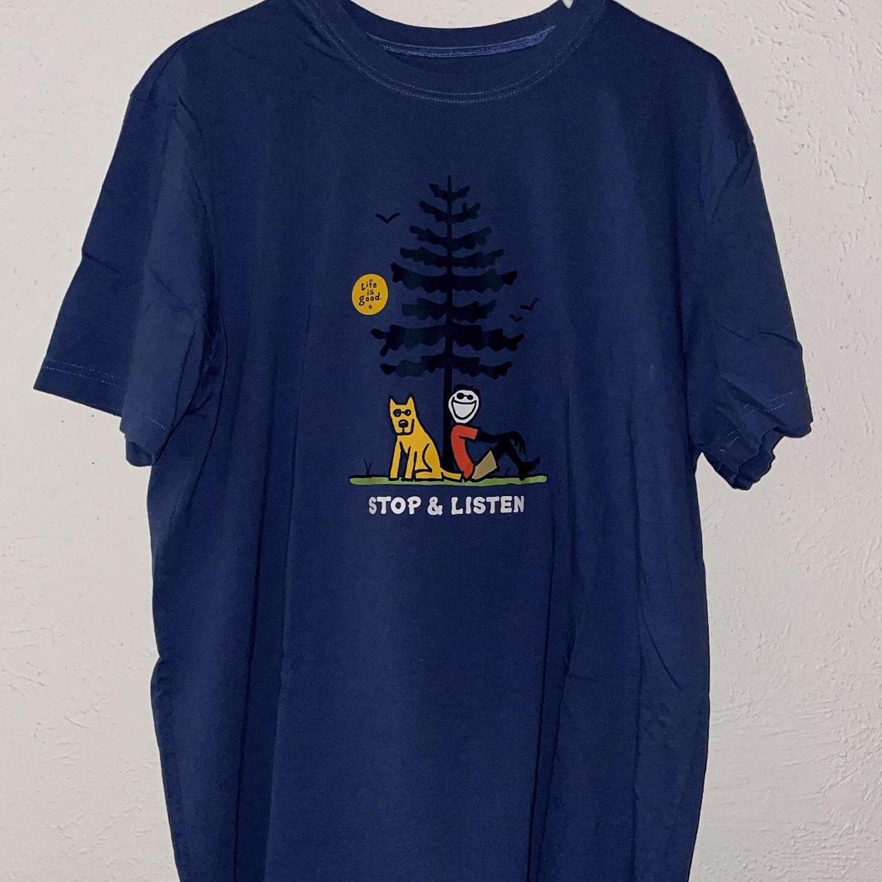 Life is Good Shirt “Stop & Listen” LifeisGood Depop