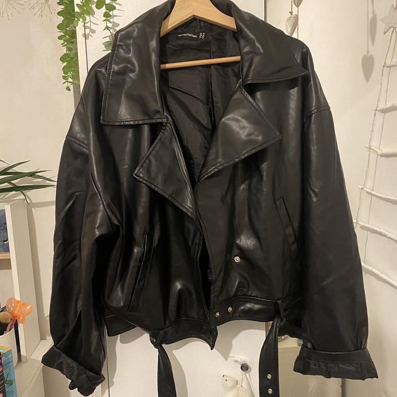 Plt black leather jacket, only worn a few times.... - Depop