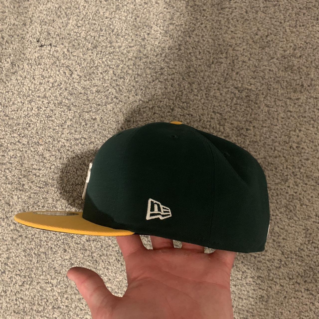 Oakland A's Yellow Fitted Hat 7 1/2 •7 1/2 Custom - Depop