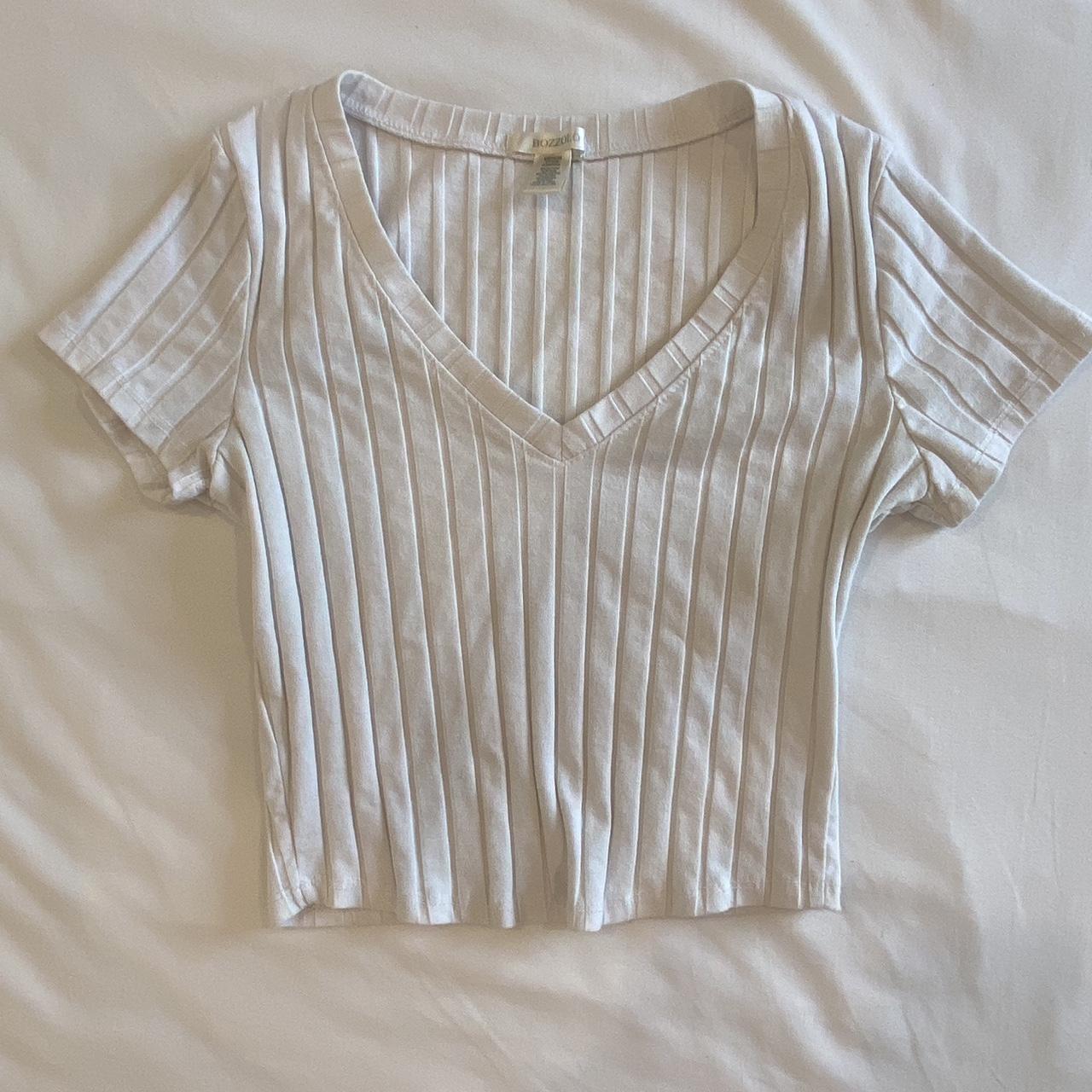 white ribbed crop top! - brand is bozzolo - size is... - Depop