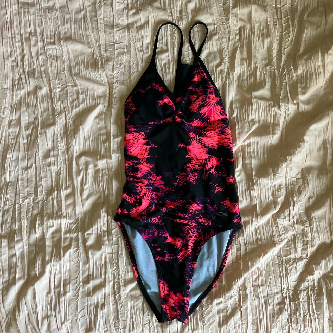 Champion Women's Black and Pink Swimsuit-one-piece | Depop