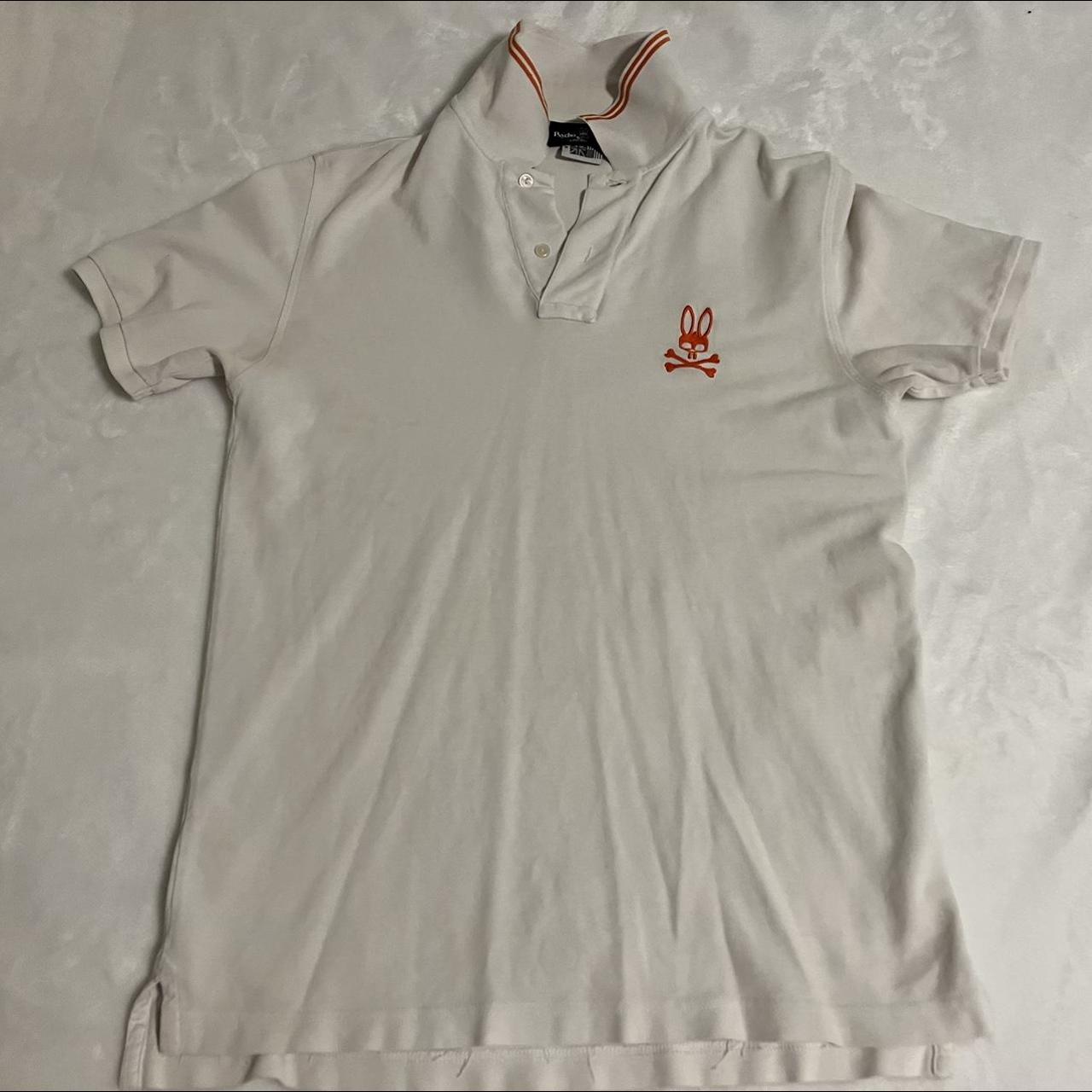 Psycho Bunny Men's White and Orange Polo-shirts