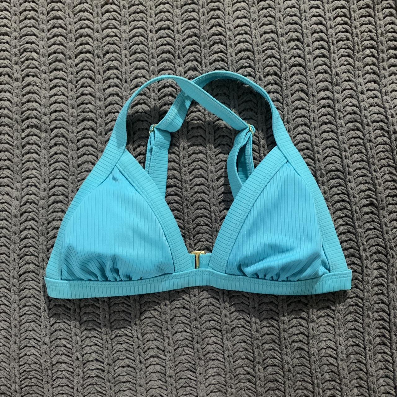 Xhilaration Women's Blue and Gold Bikini-and-tankini-tops | Depop