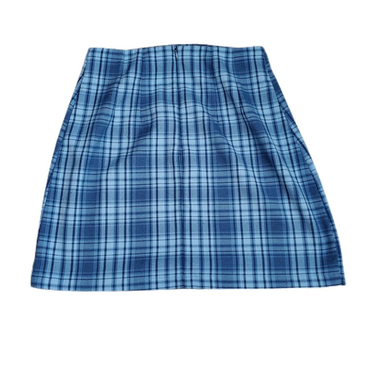 Plaid mini skirt. Different shades of blue. Zip up... - Depop