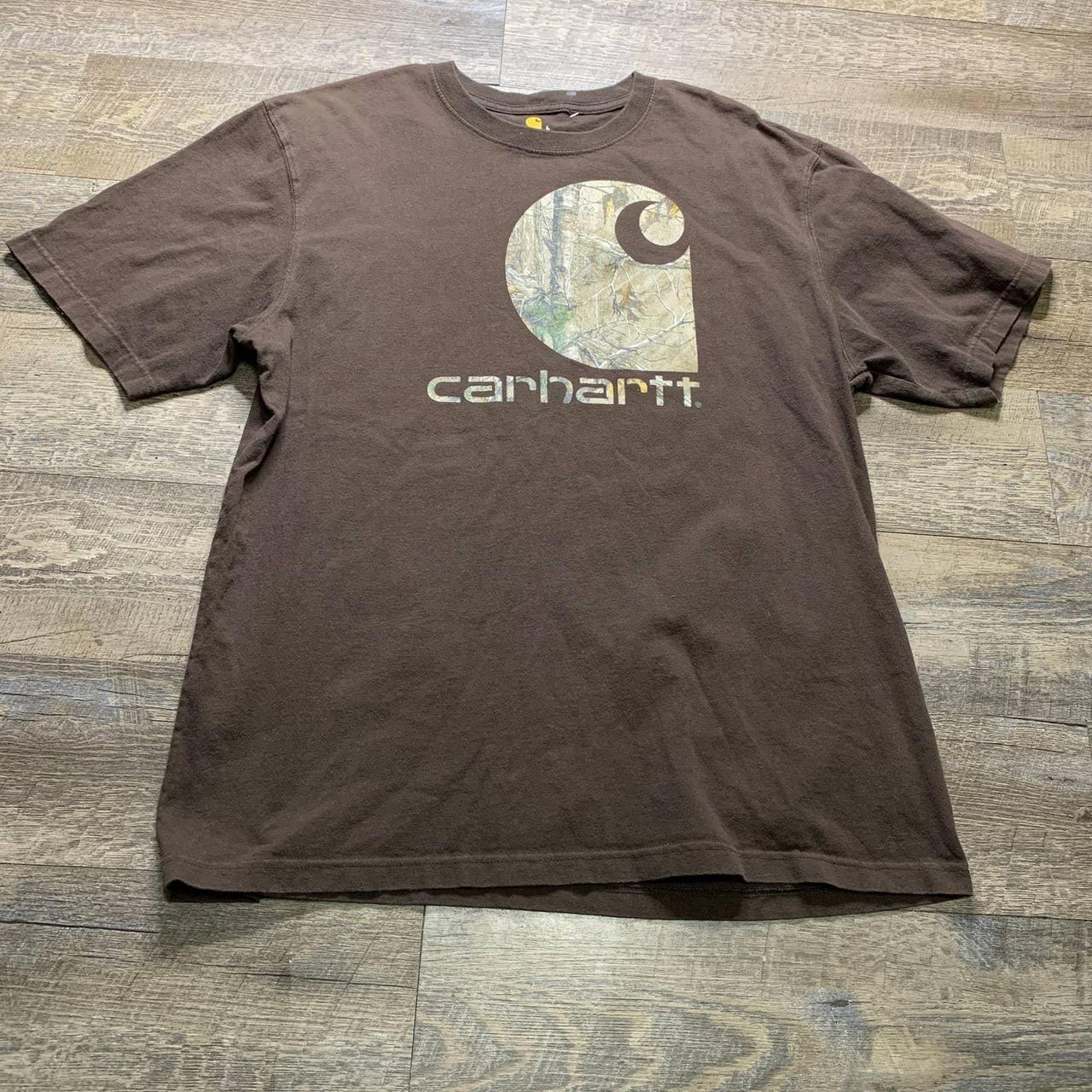 Carhartt Mens T-Shirt Size Large Brown Big Logo
