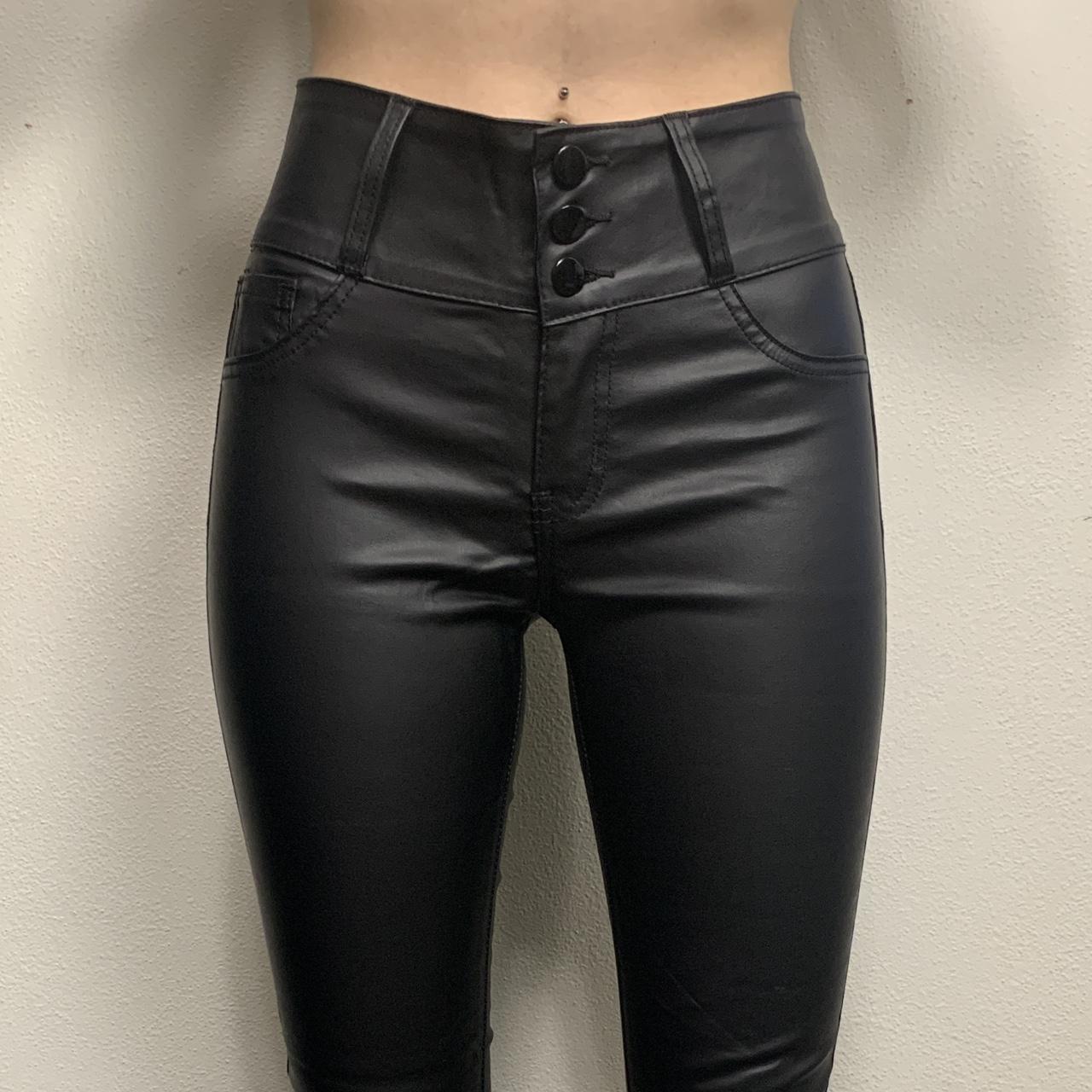 Women's Faux Leather Pants, High Waisted Leggings - Depop