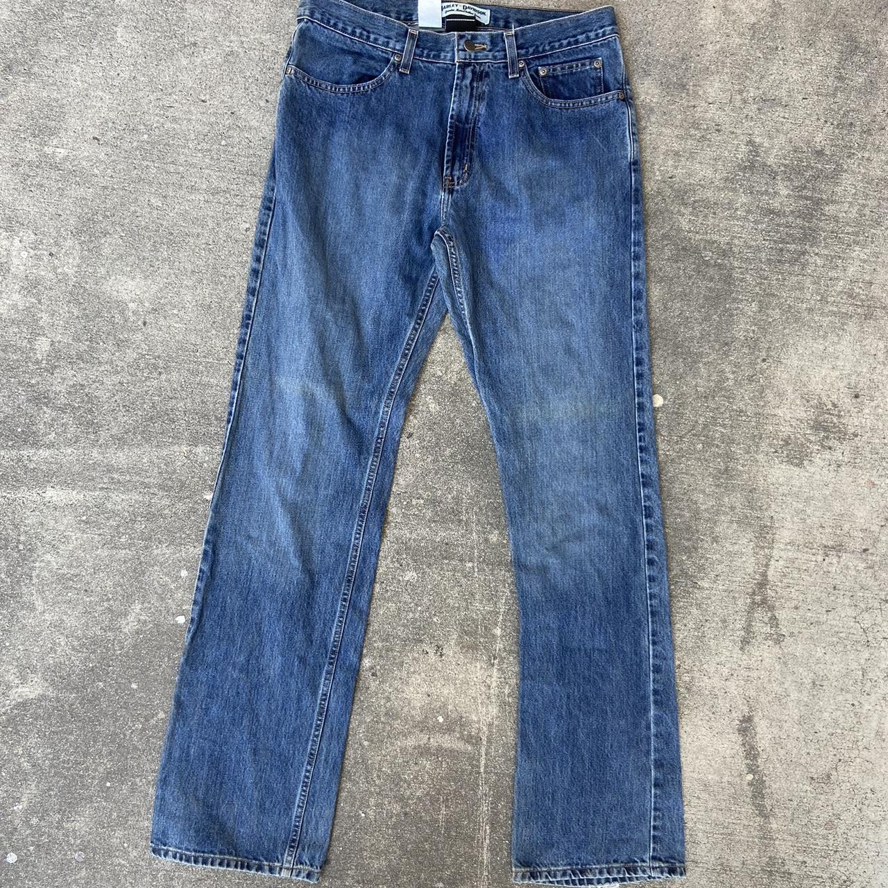 Harley Davidson Men's Blue and Navy Jeans | Depop