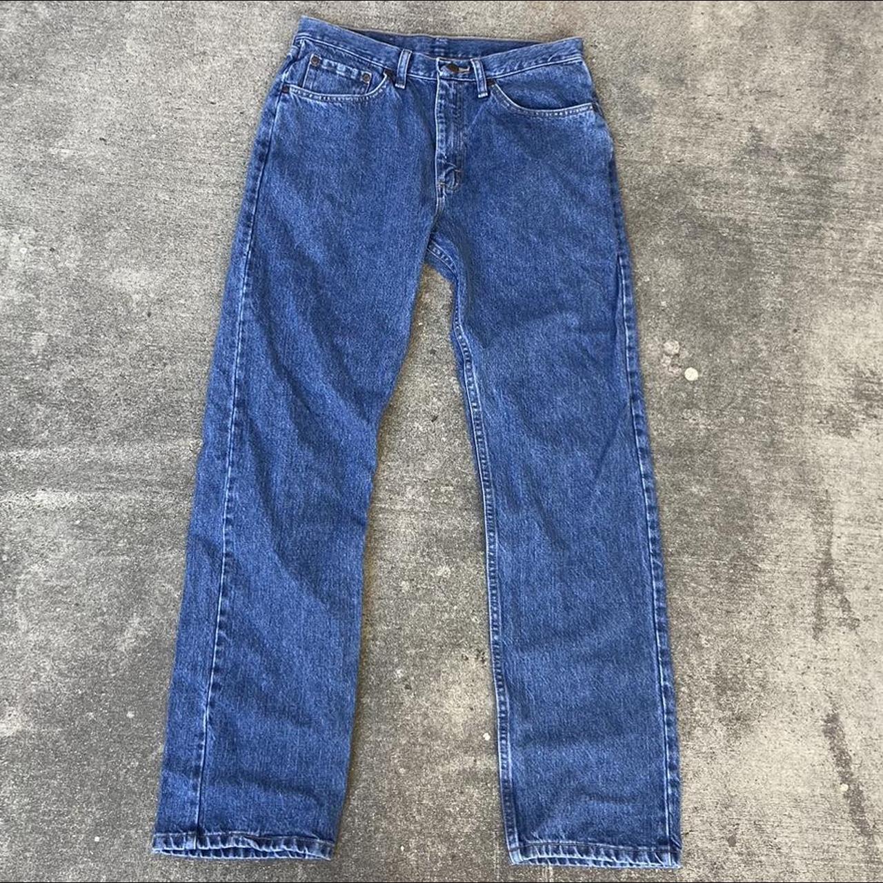 Wrangler Men's Blue and Navy Jeans | Depop