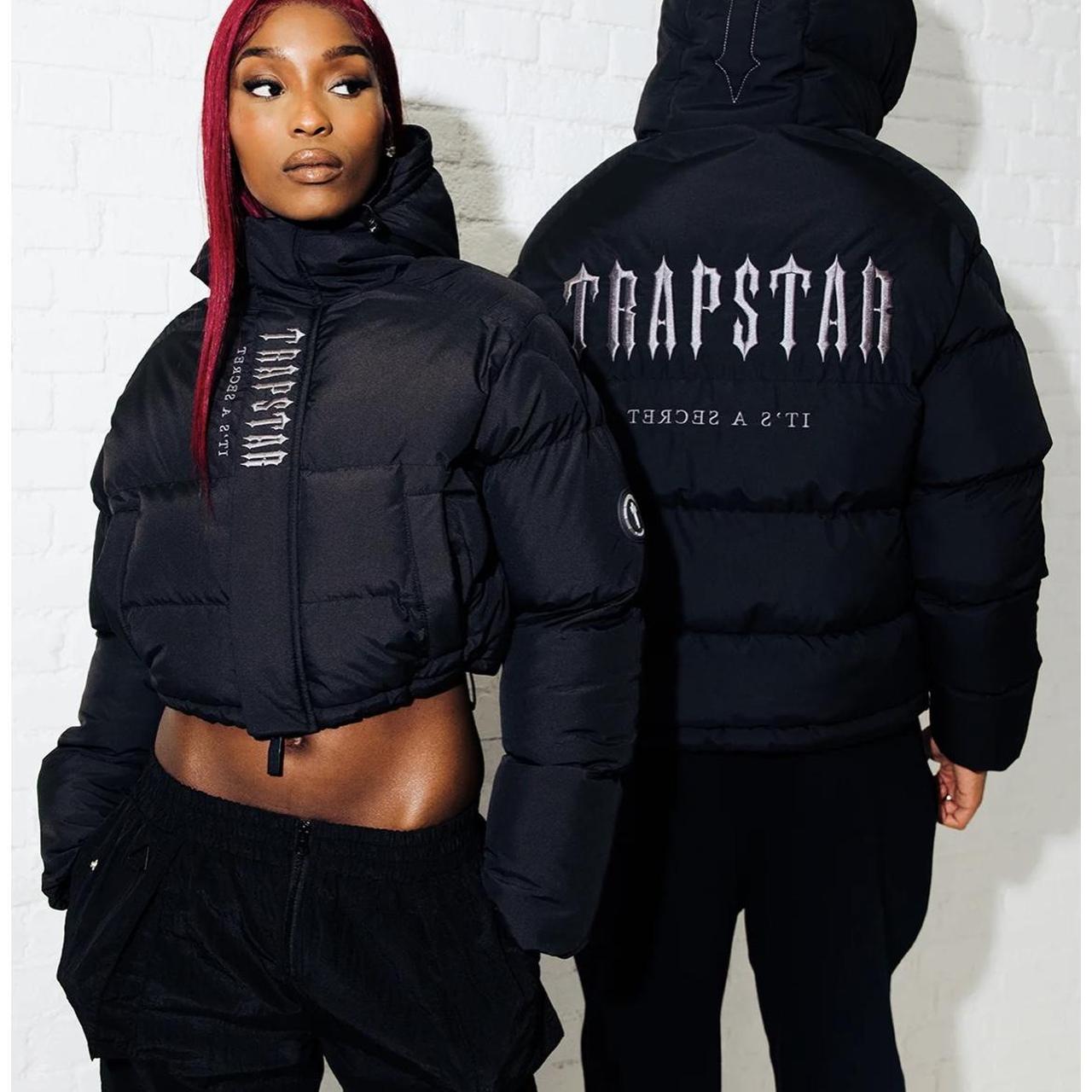 Trapstar Women's Black and Grey Coat Depop