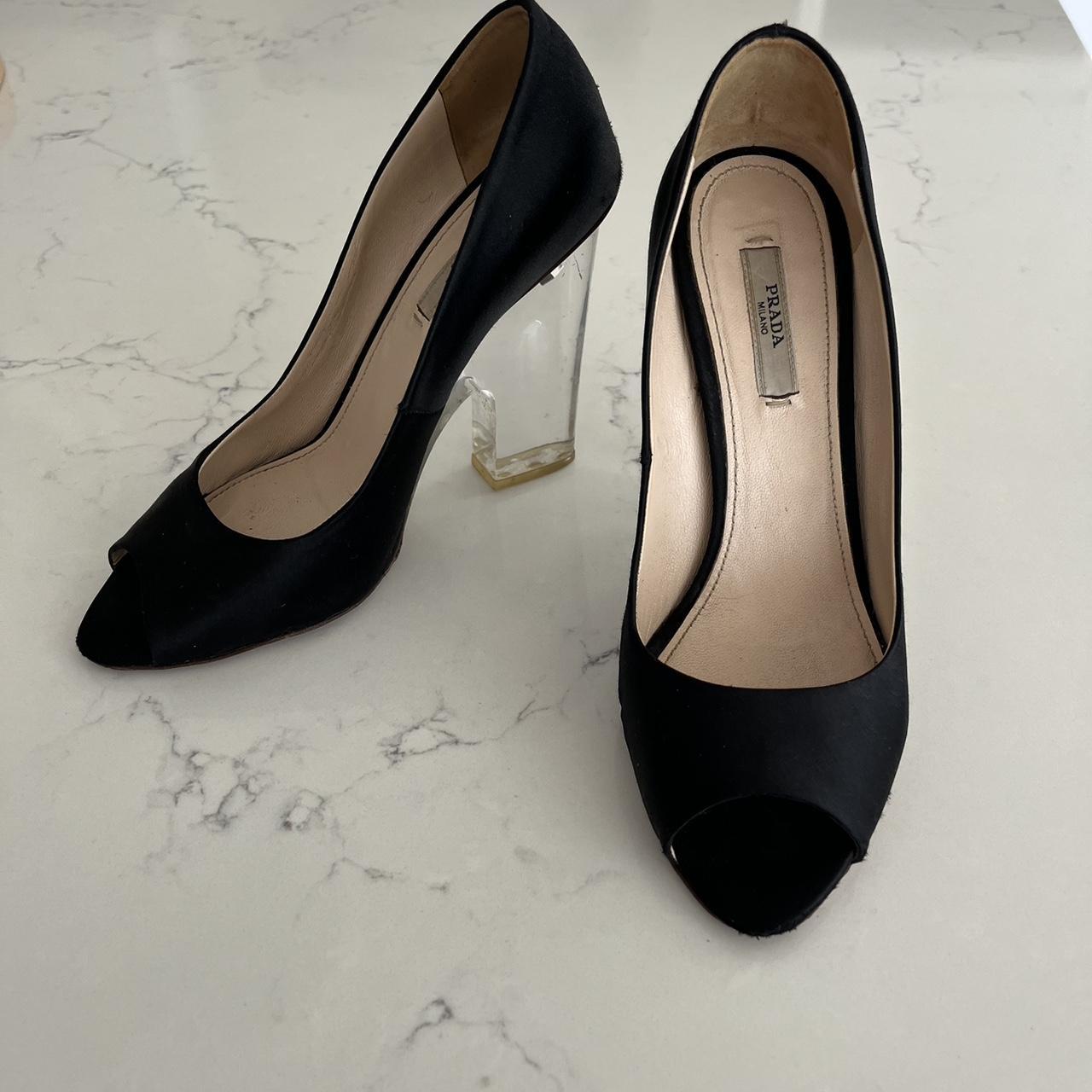 Prada open toe heels best sale