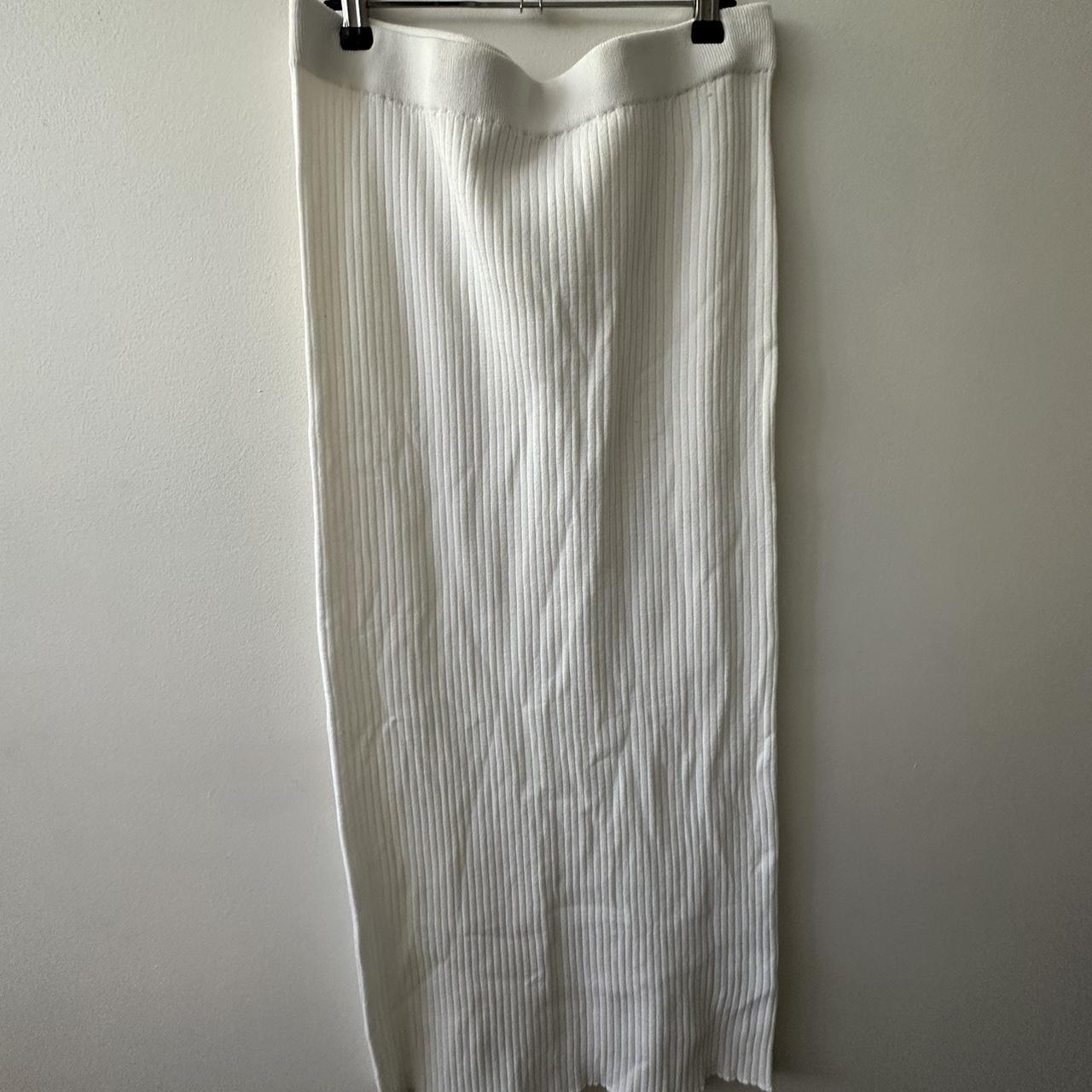 Subtitled White Knit Maxi Skirt - perfect condition... - Depop