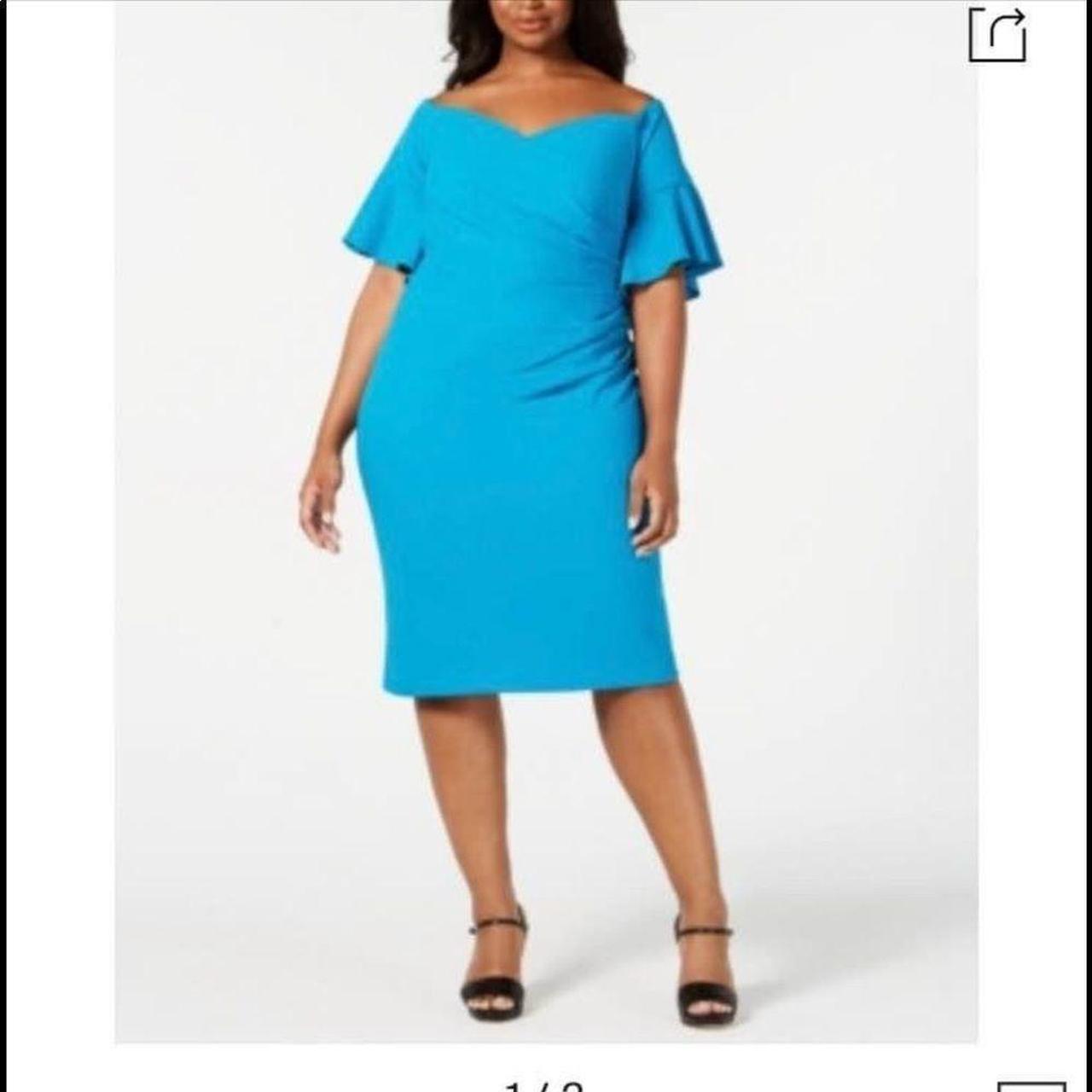 Calvin klein blue hotsell off the shoulder dress