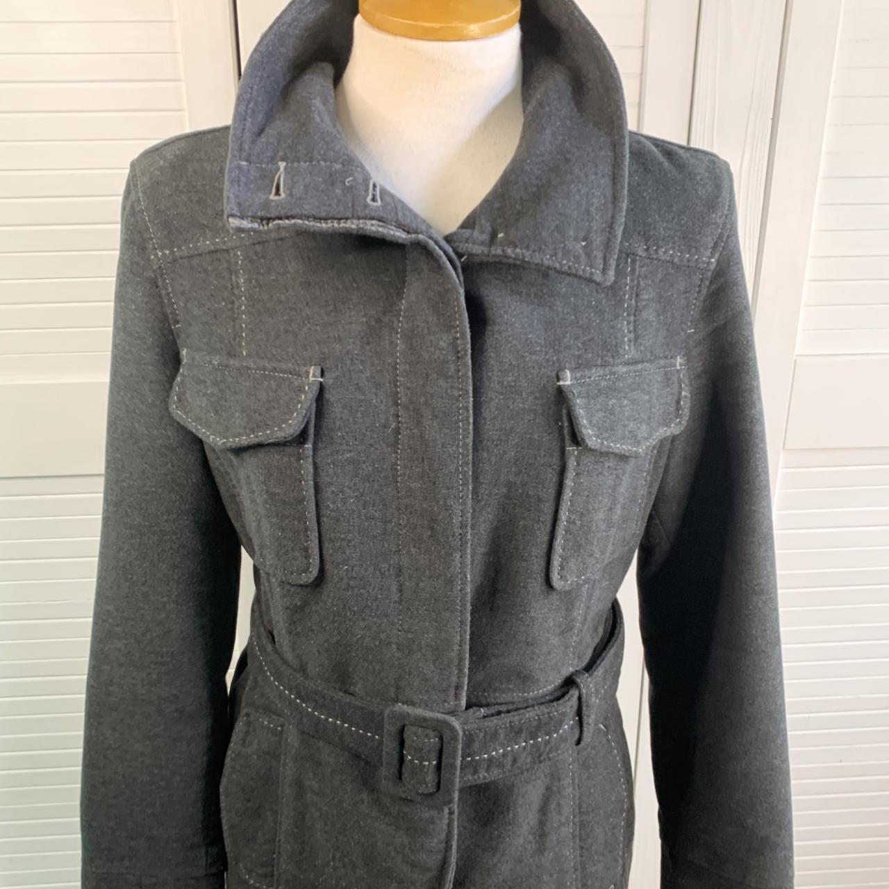 NEXT Double Breasted Dark Grey Pea Coat Belted Mid... - Depop