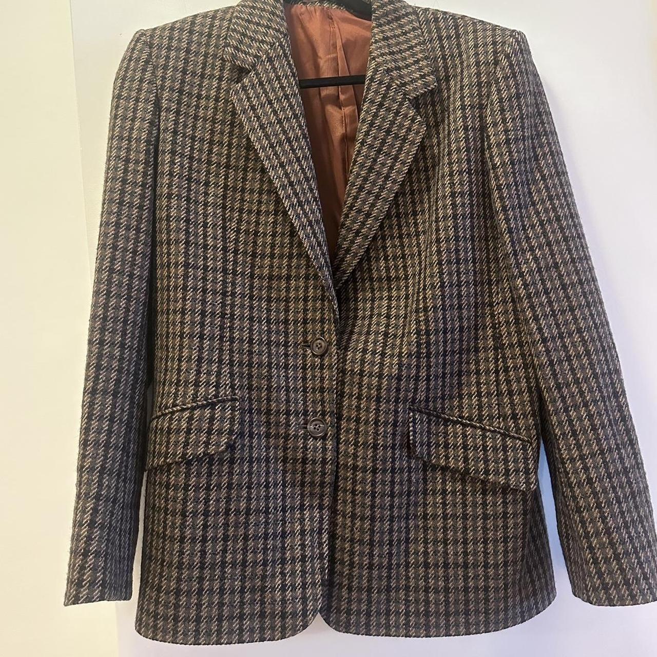 Aquascutum Virgin Wool Blazer Small Brown plaid Depop