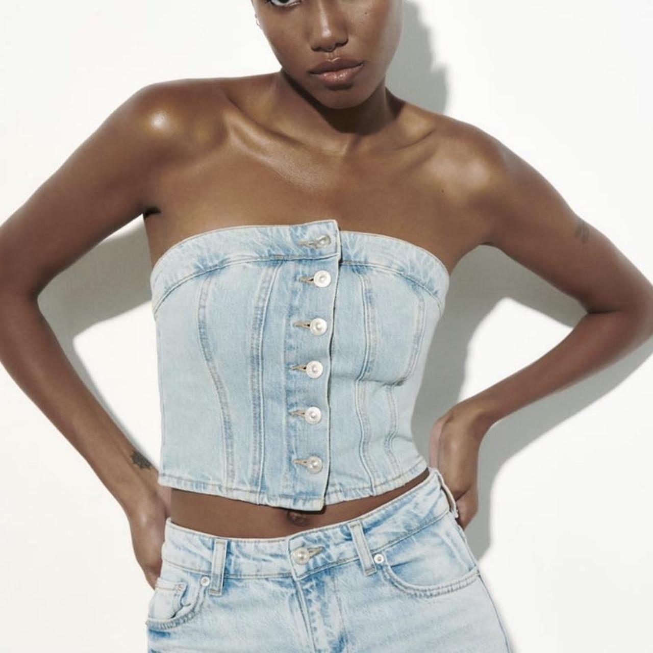 Zara DENIM CORSET TOP outlet