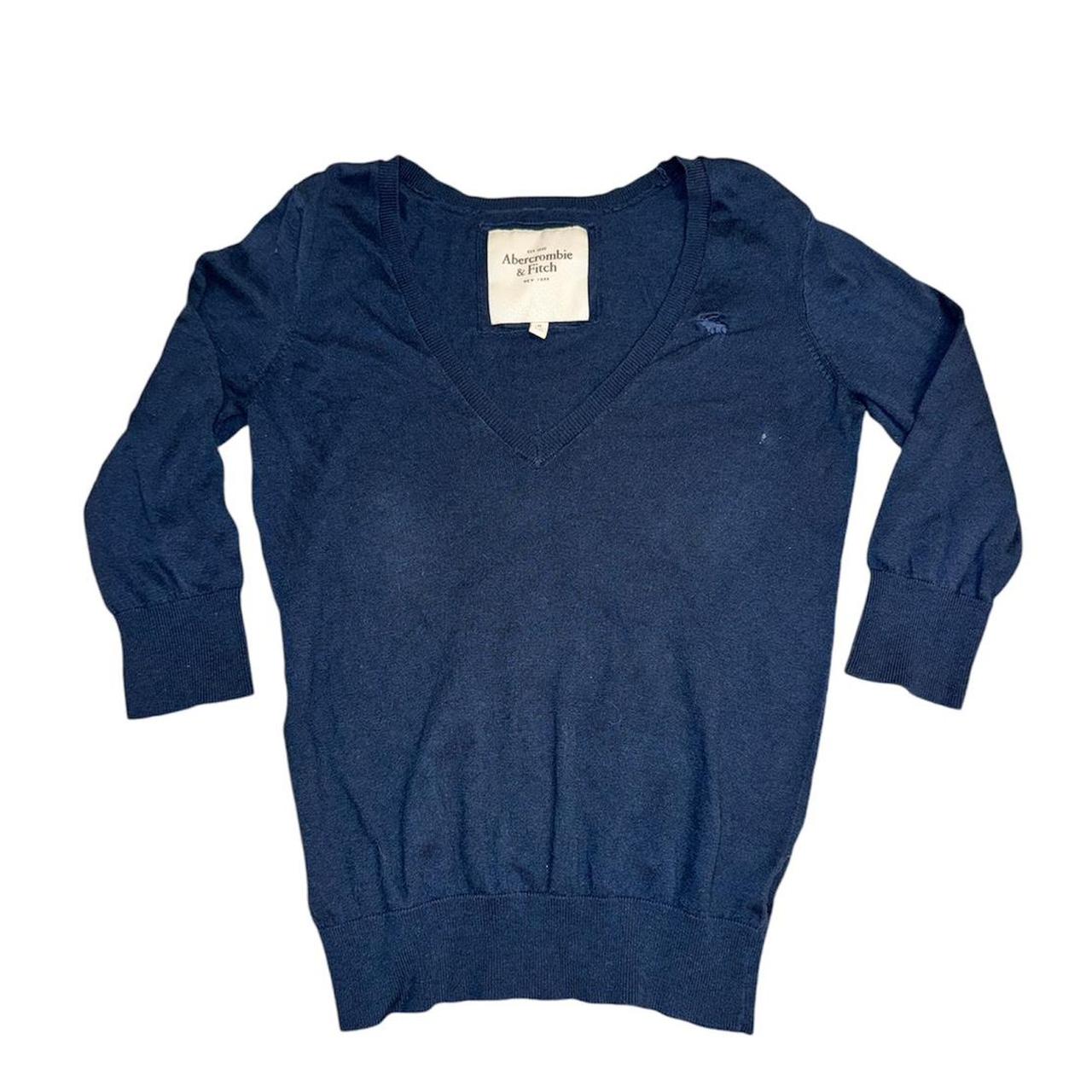 Abercrombie Fitch navy blue V-neck sweater Depop
