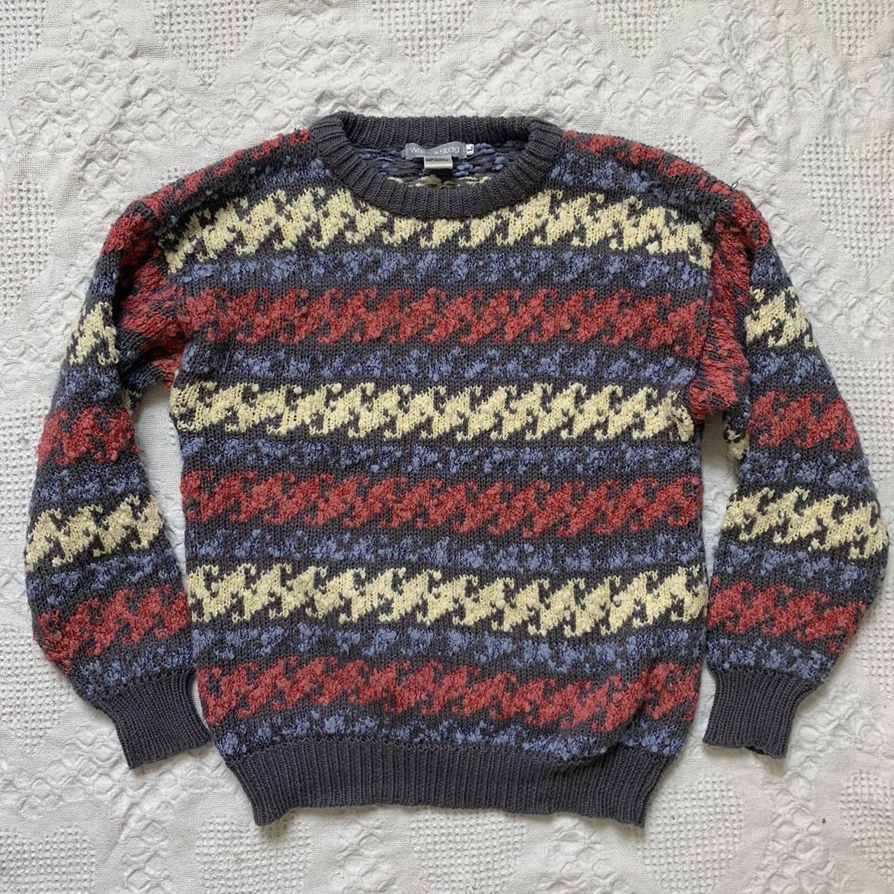 vintage chunky knit sweater!! • large • 100%... - Depop