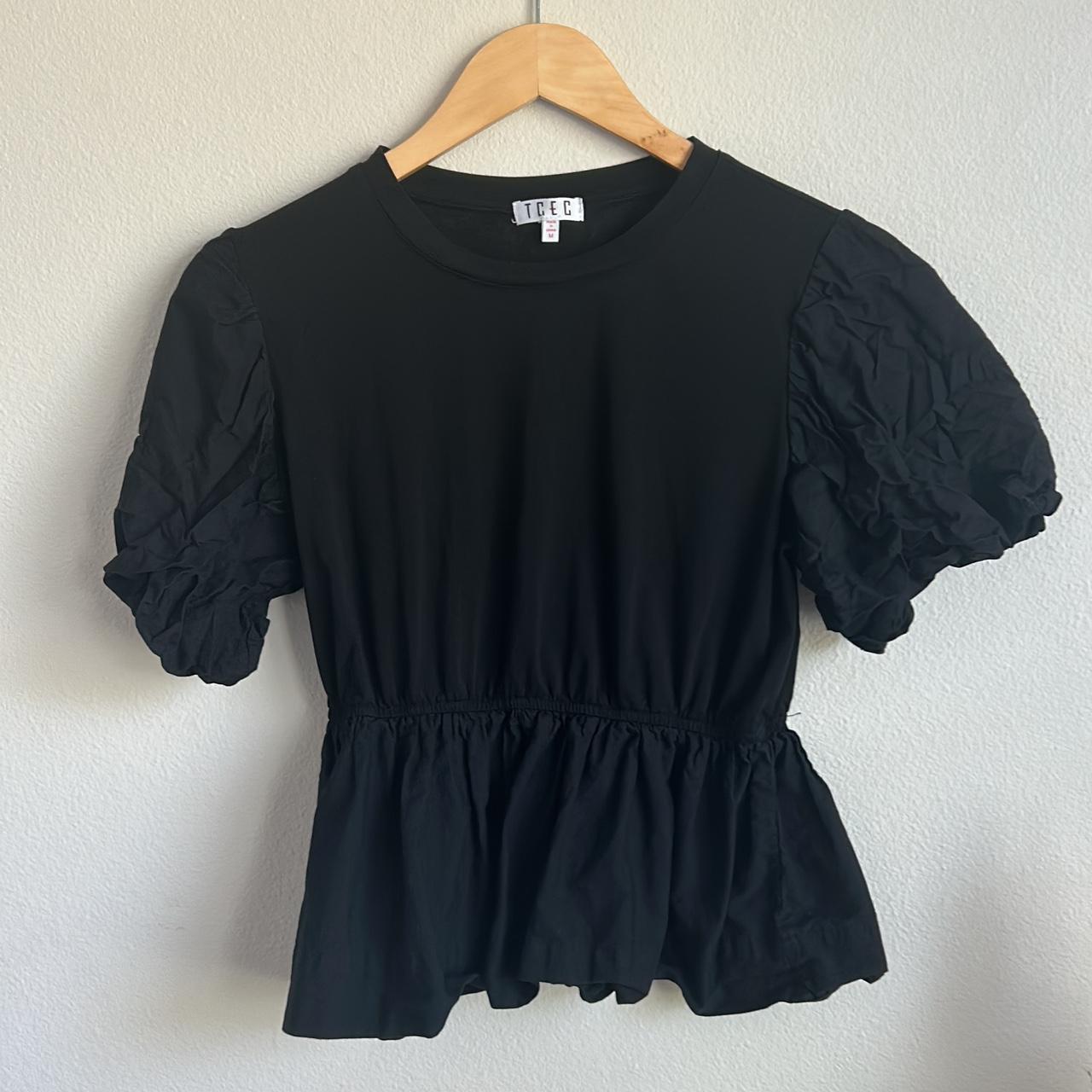 Peplum style solid black blouse. This has an elastic... - Depop