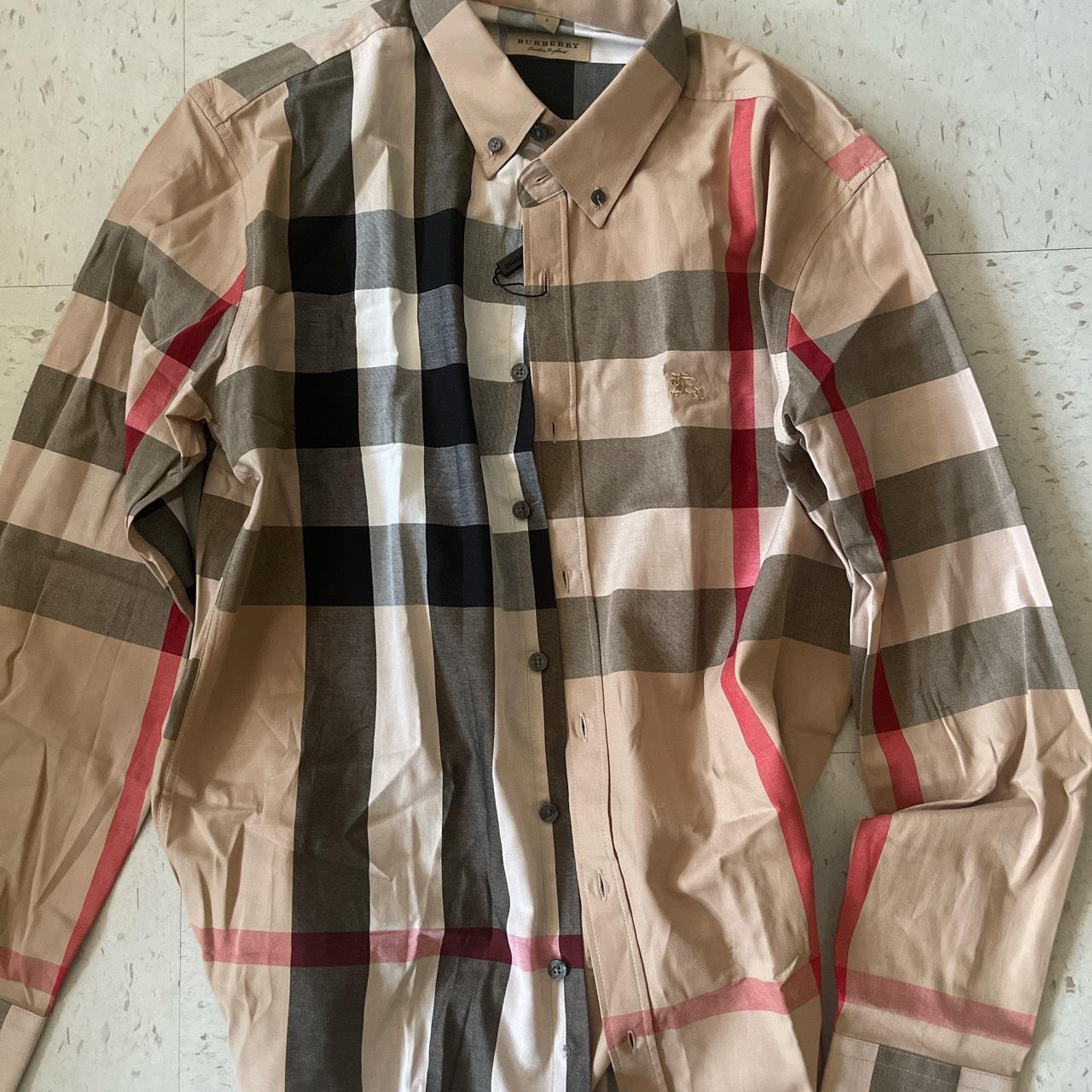 Men's burberry long sleeve button clearance up