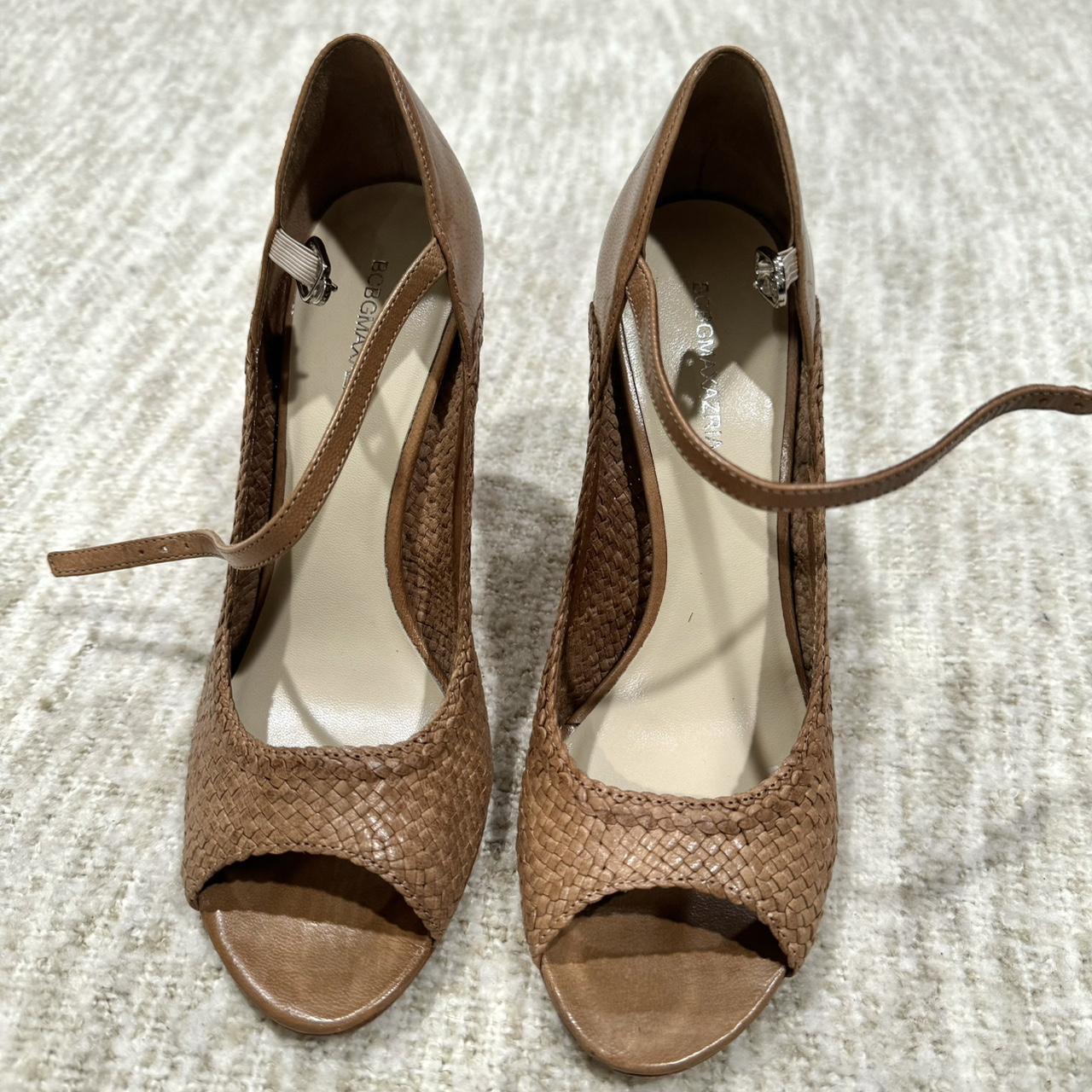 BCBGMAXAZRIA Peep Toe Shoe Stiletto Sandals Stacked Depop