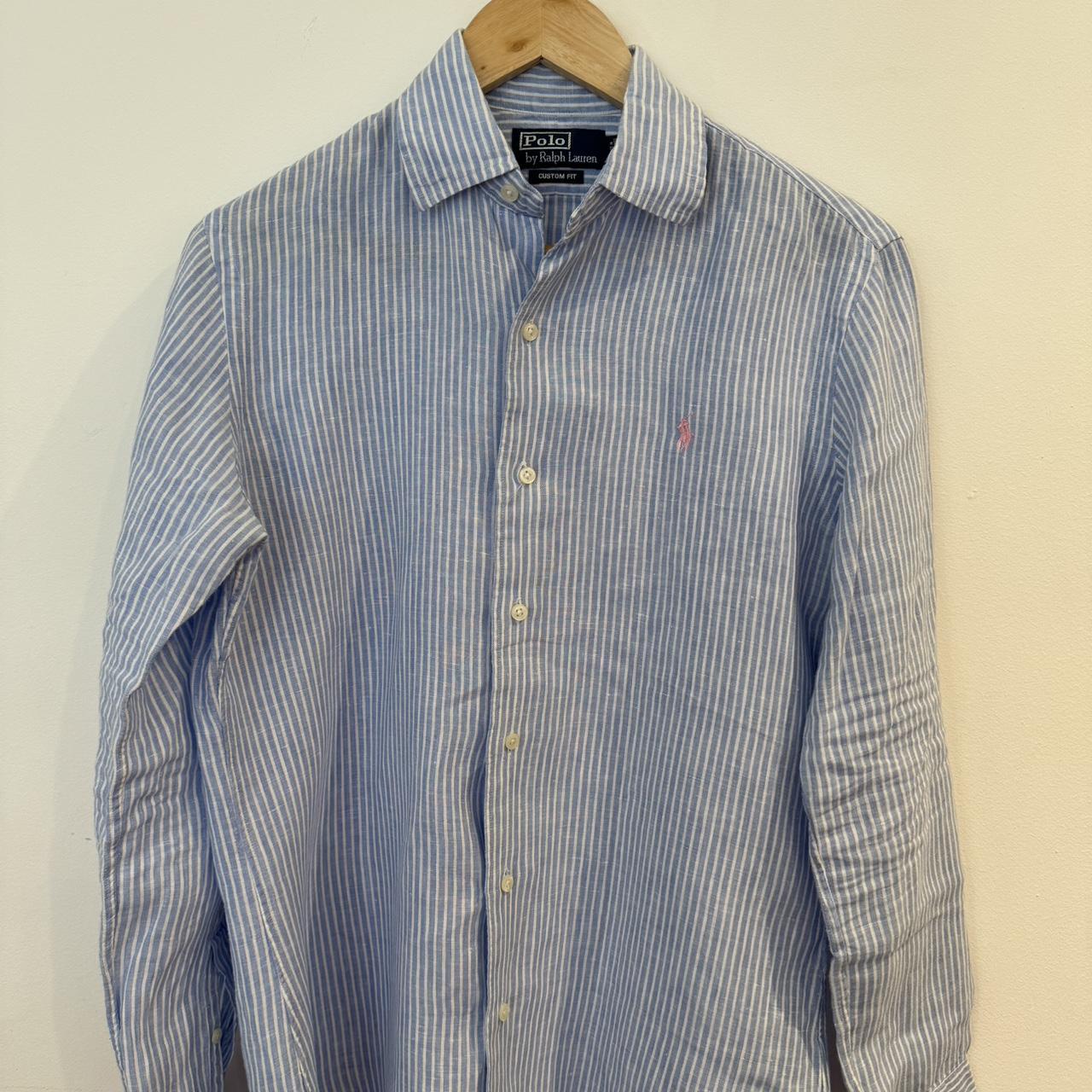 Ralph Lauren blue and white striped shirt - Depop