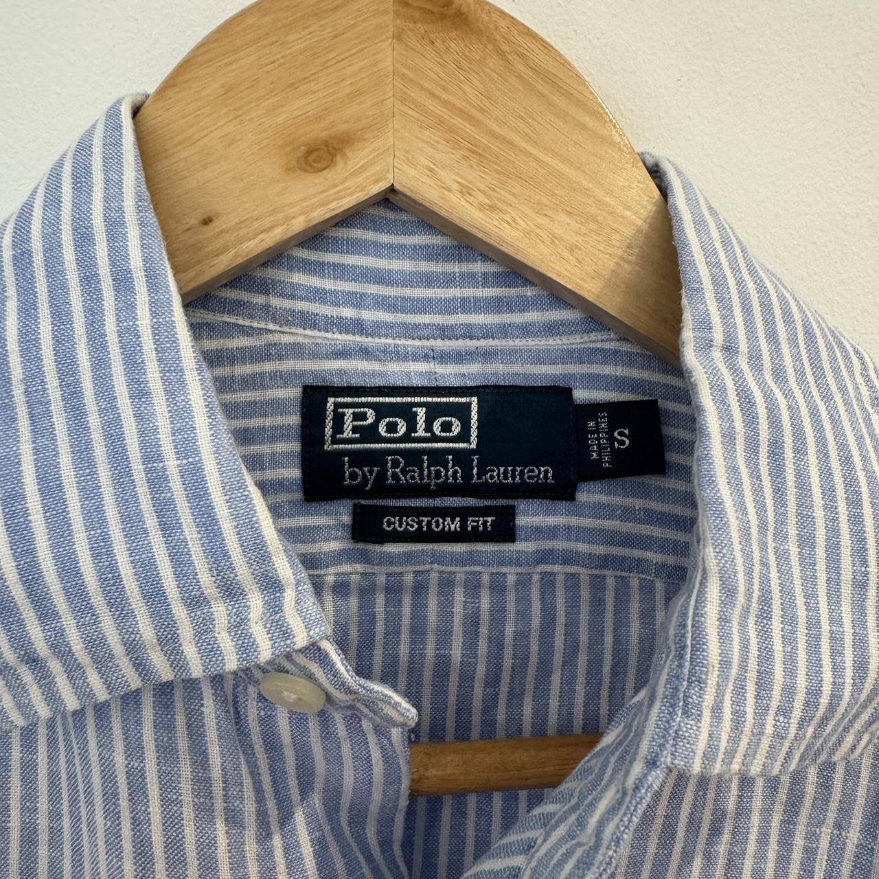 Ralph Lauren blue and white striped shirt Depop
