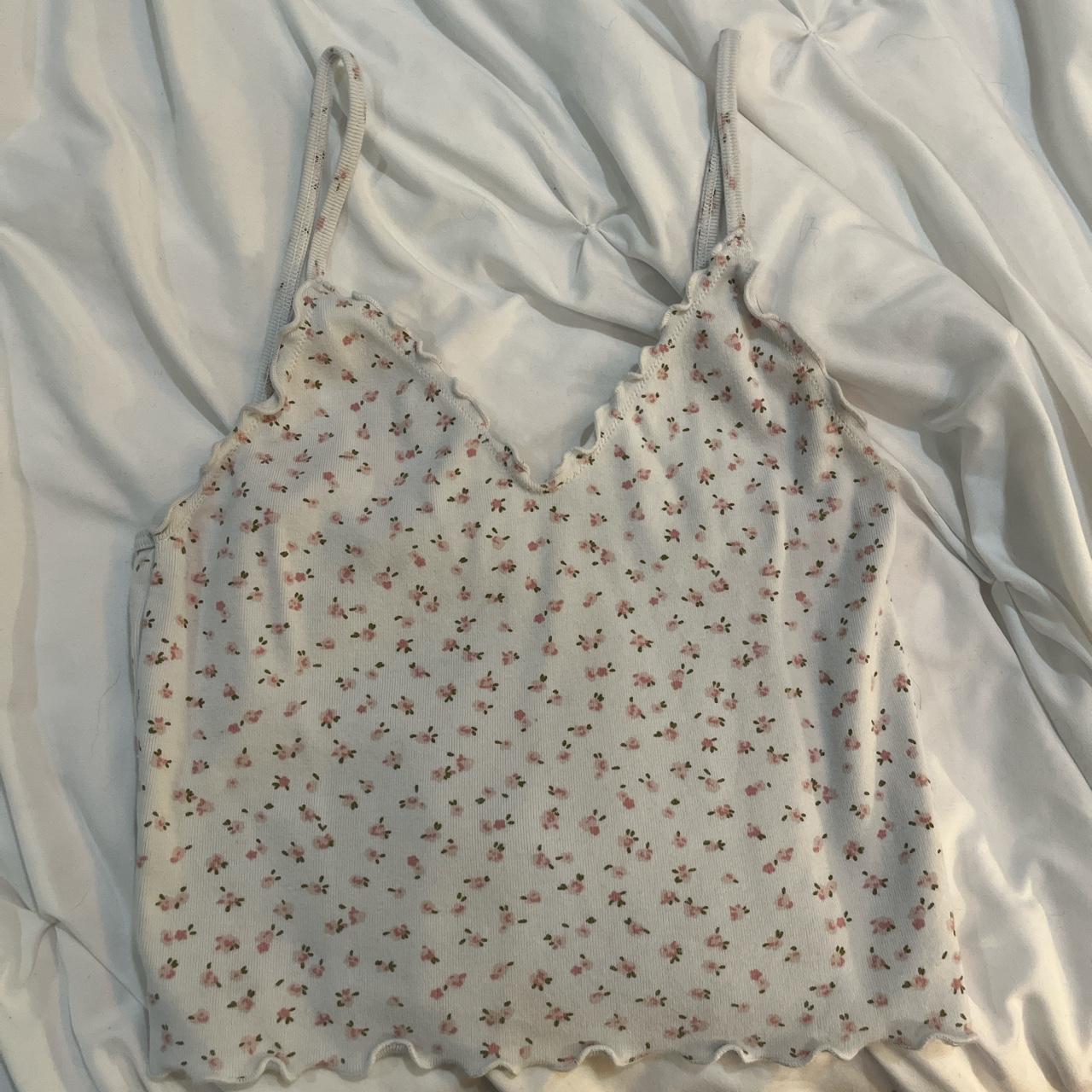 Brandy Melville floral tank. Worn once - Depop